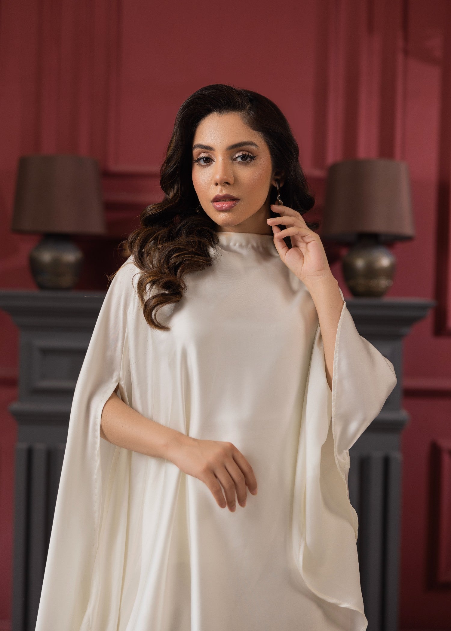 silk Kaftan in Off-white