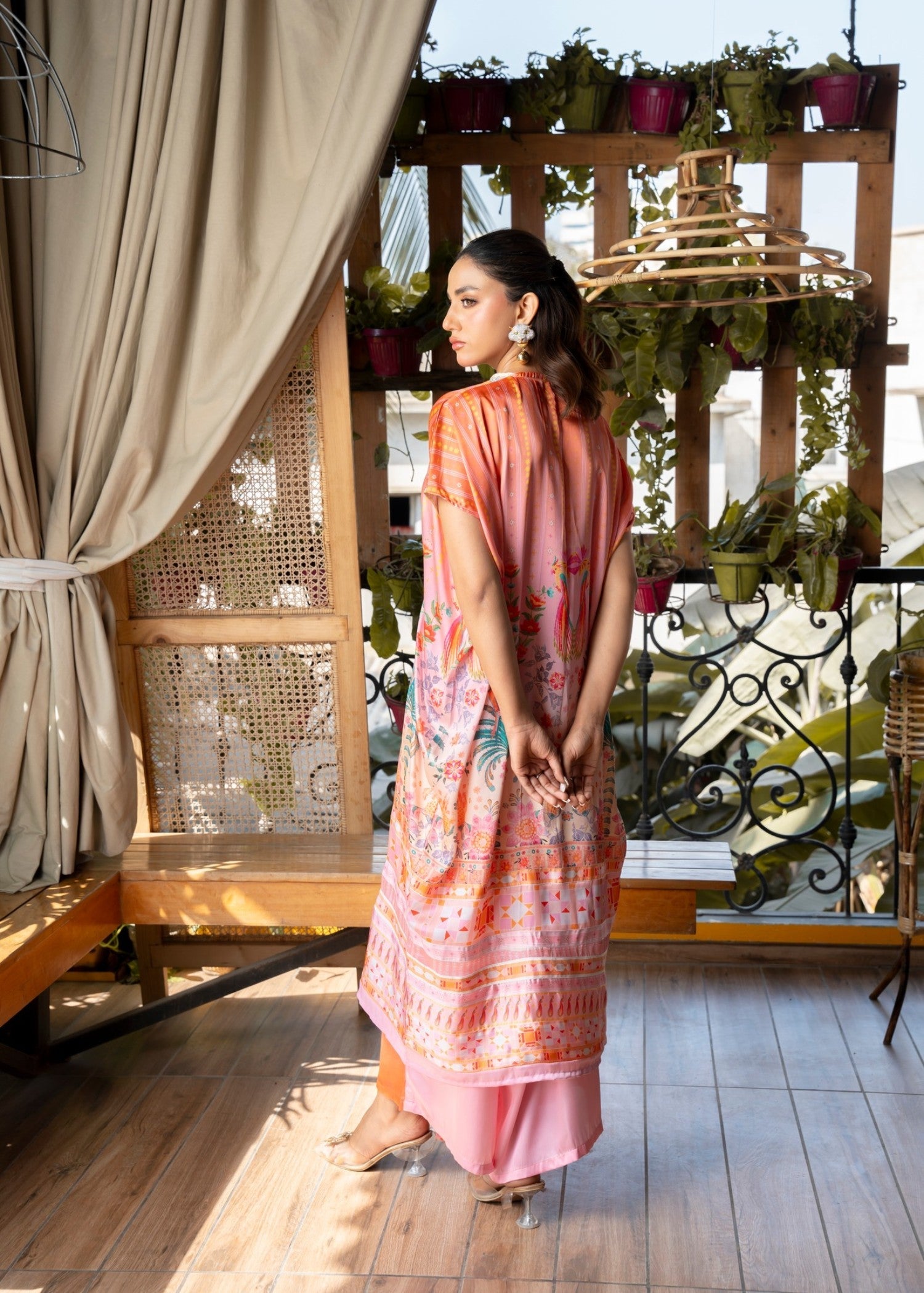 crepe georgette Kaftan in Multi