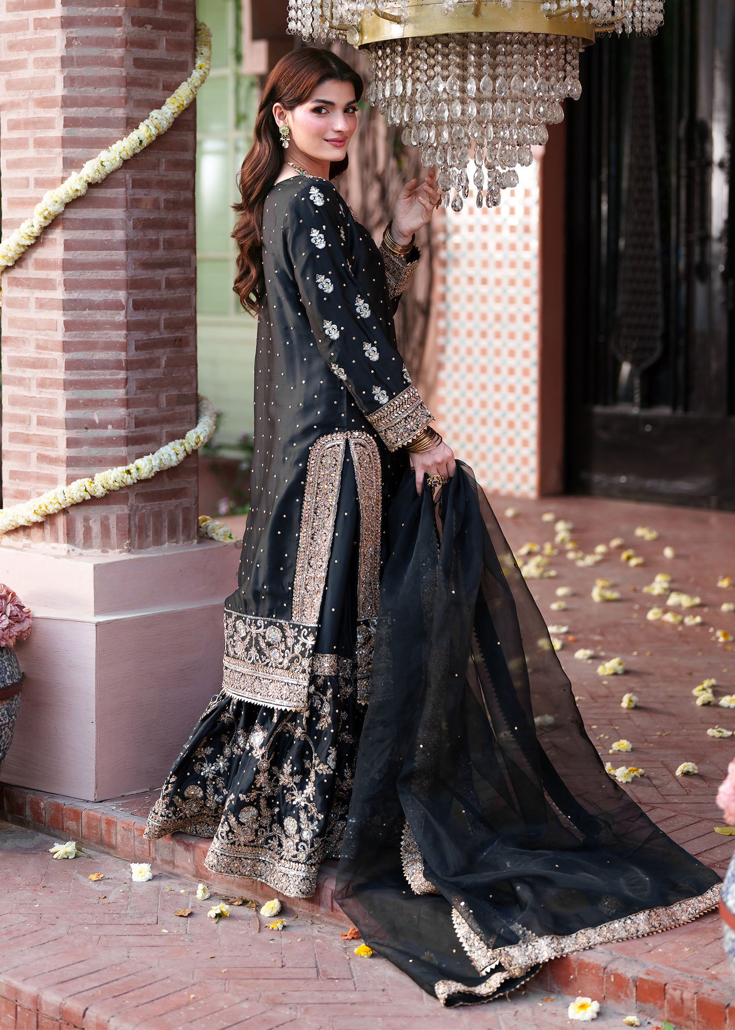 silk Lehenga in Black