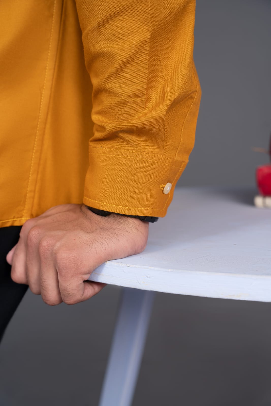 cotton Casual Shirt in Mustard by Pinstripe