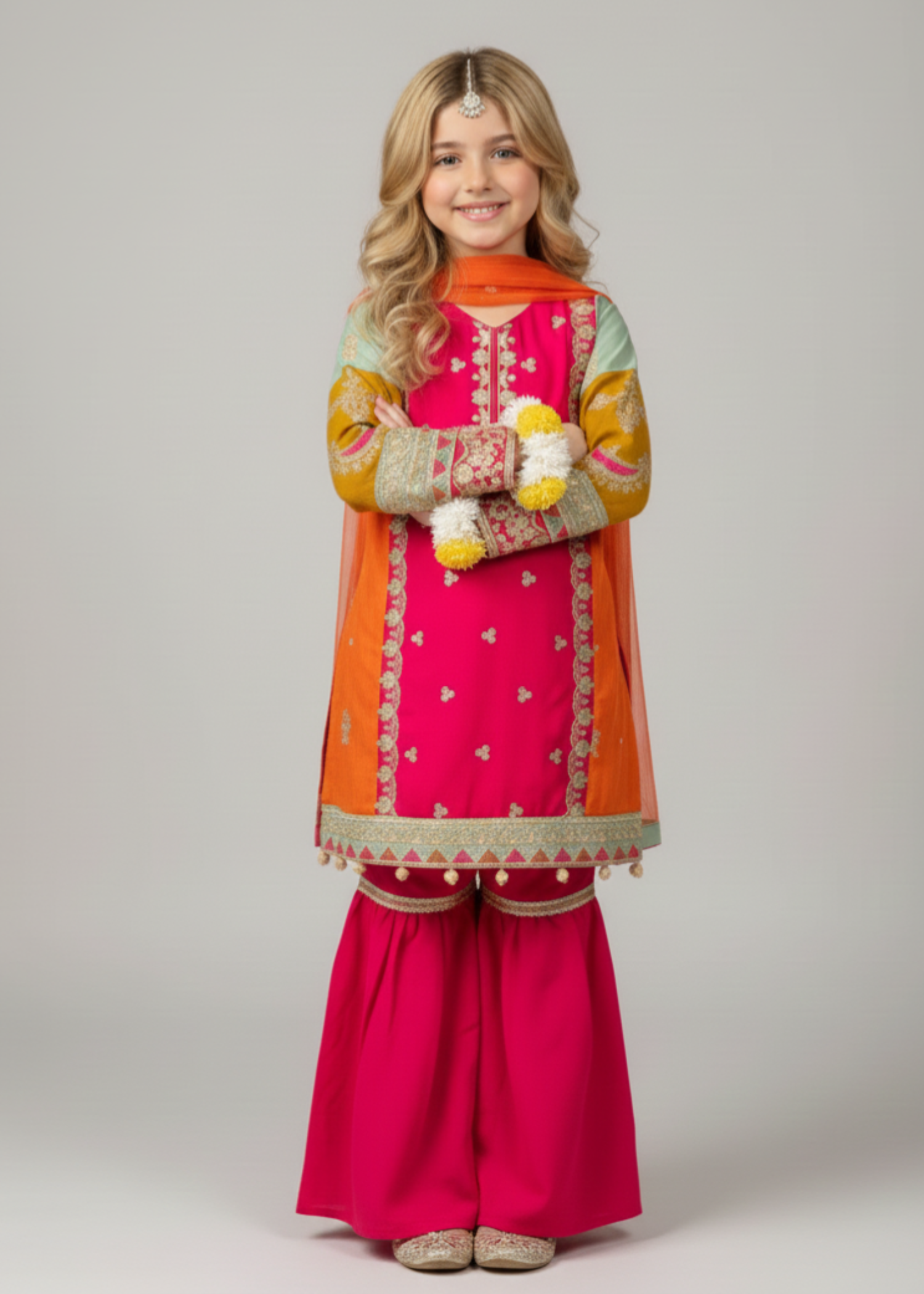 pk raw silk Gharara in Multi