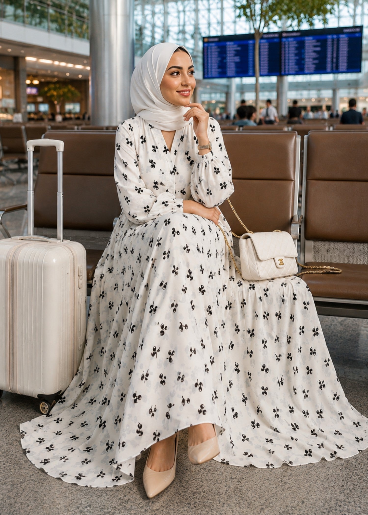 georgette Abaya in Ivory