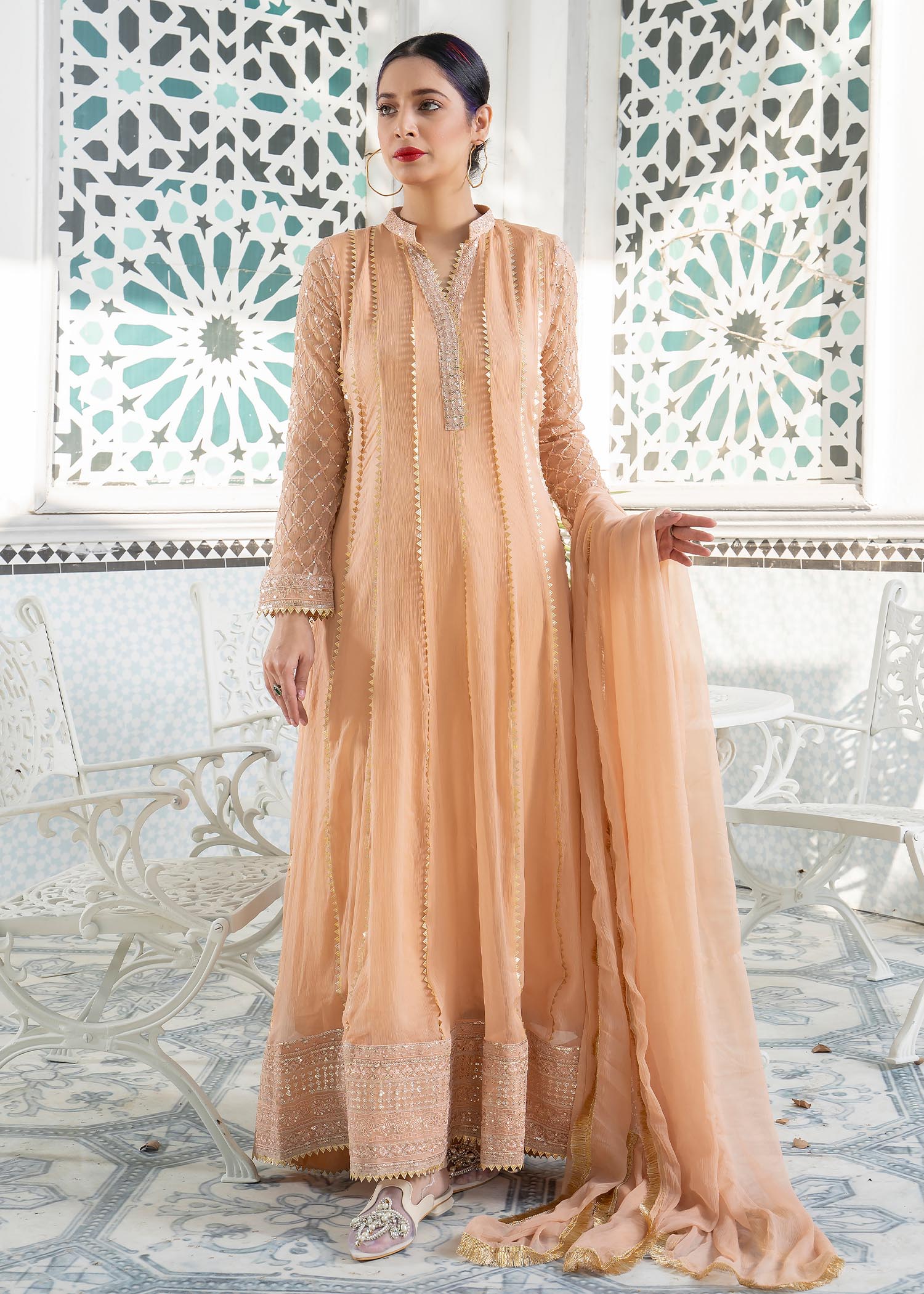 chiffon Maxi in Peach pink