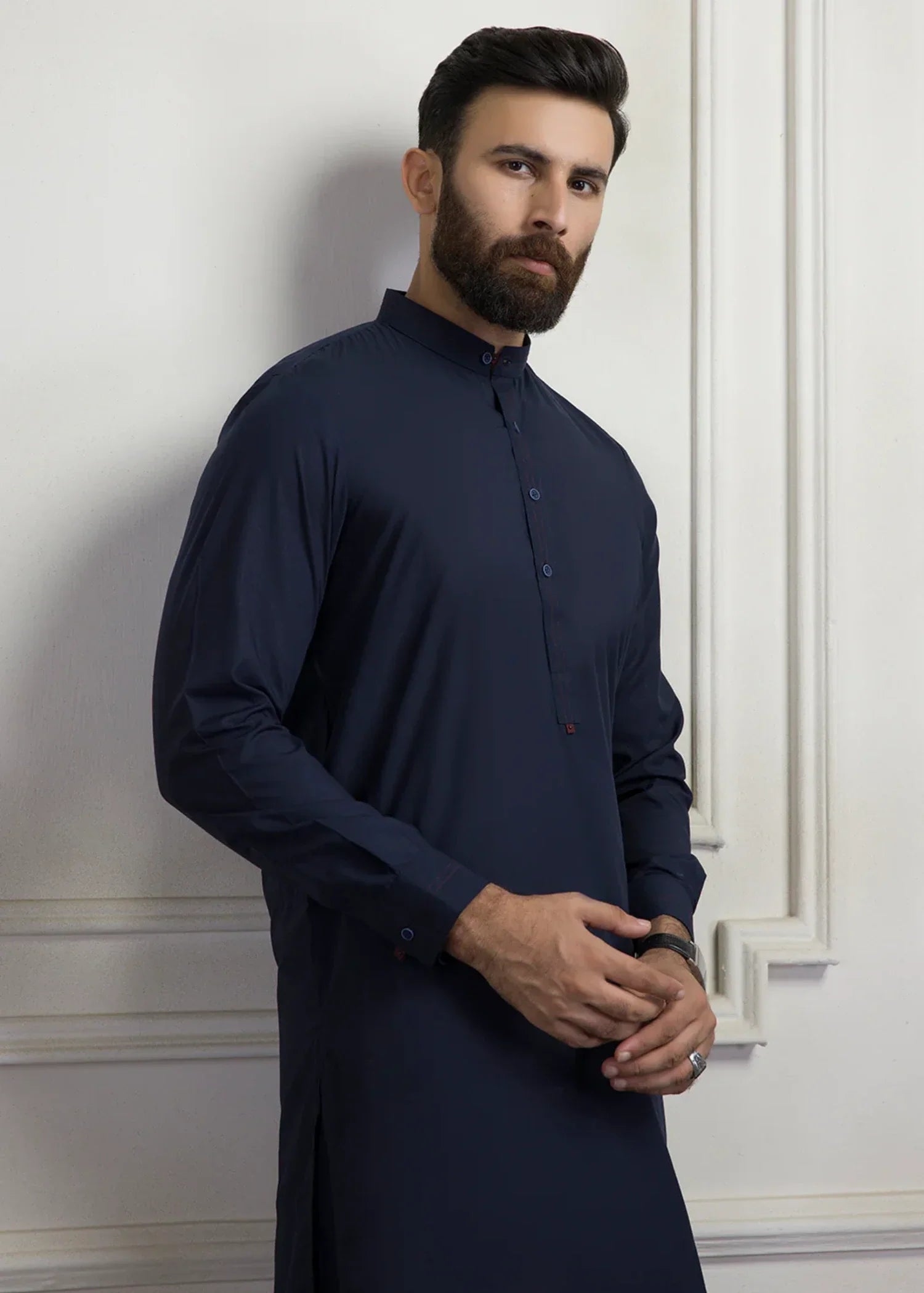 poly viscose Shalwar Kameez in Navy blue by Zellbury