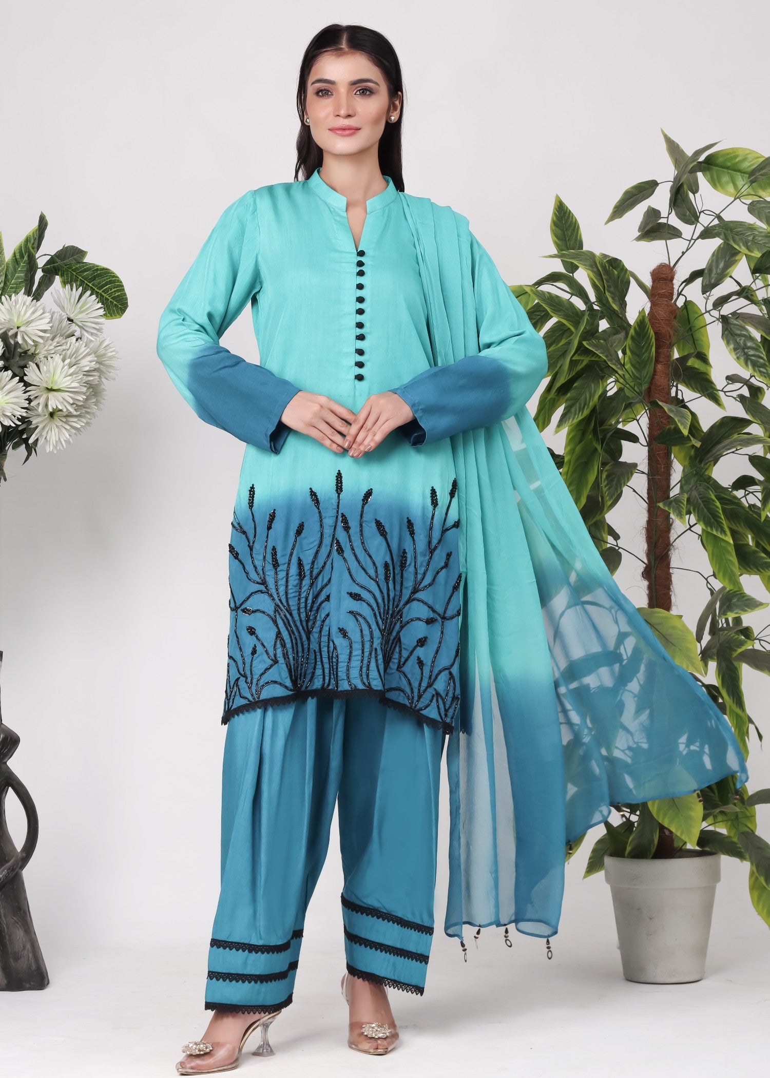 viscose Kurta Set in Turquoise