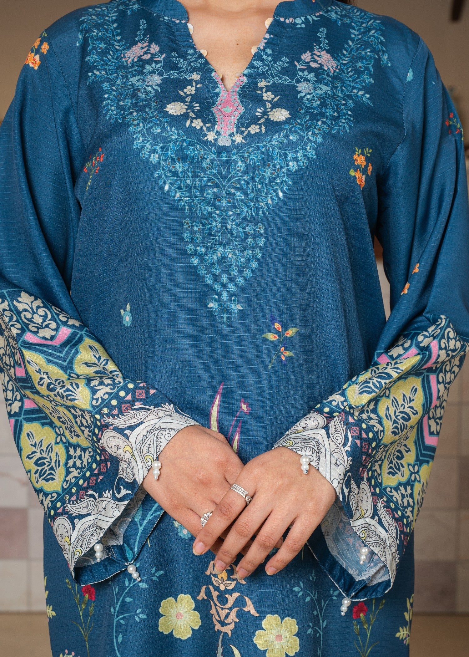 poly modal Kurta Set in Teal
