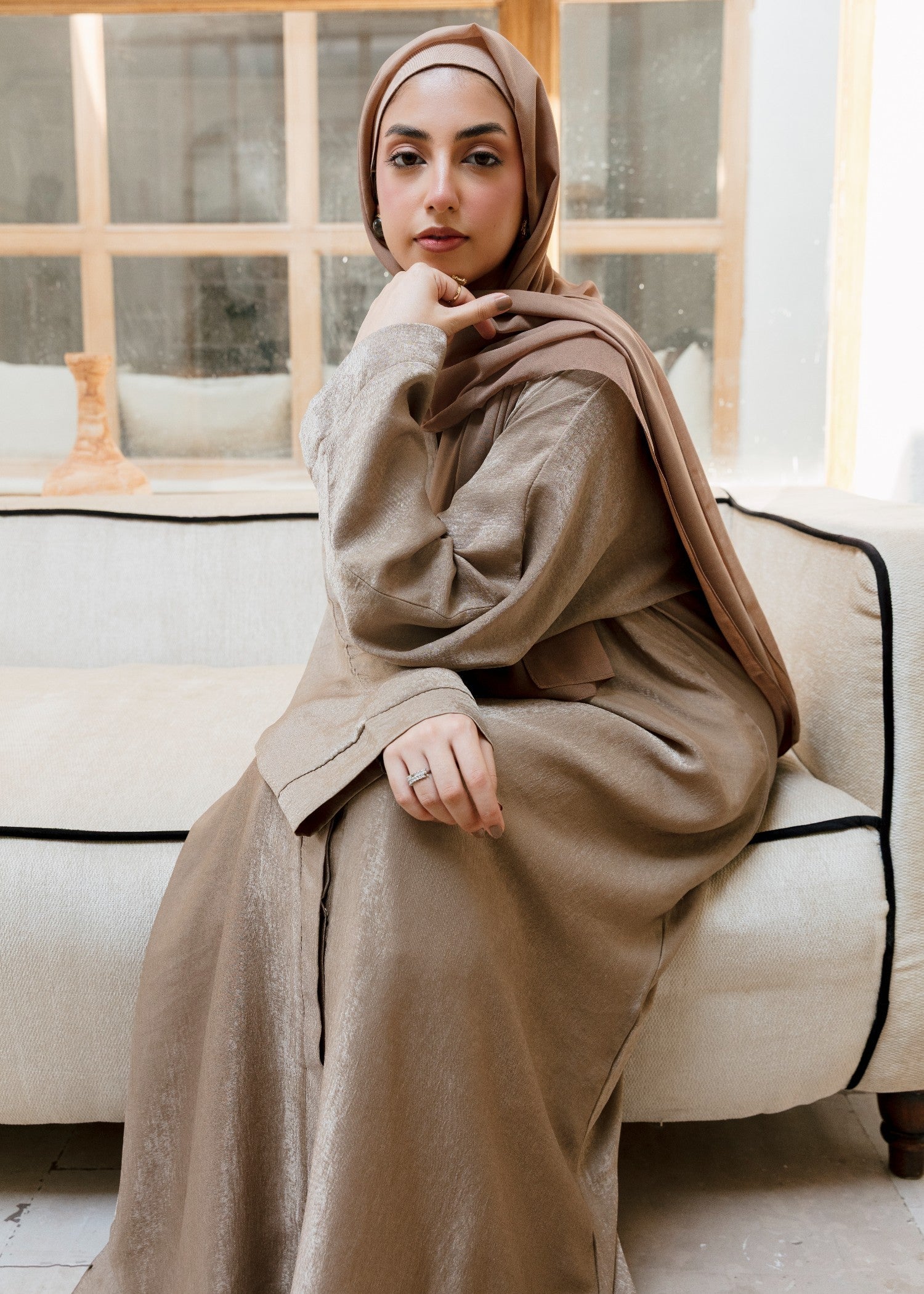 nidha blend Abaya in Camel brown