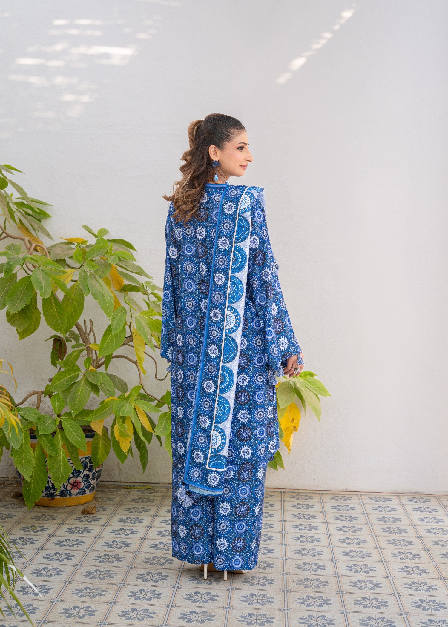 poly lawn Kurta Set in Multi