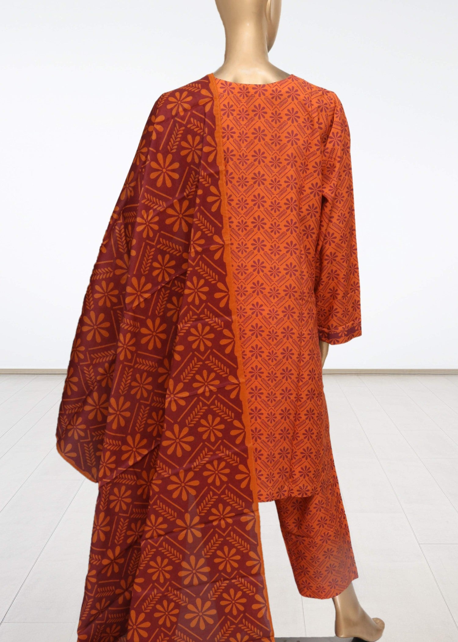 viscose raw silk Kurta Set in Rust orange