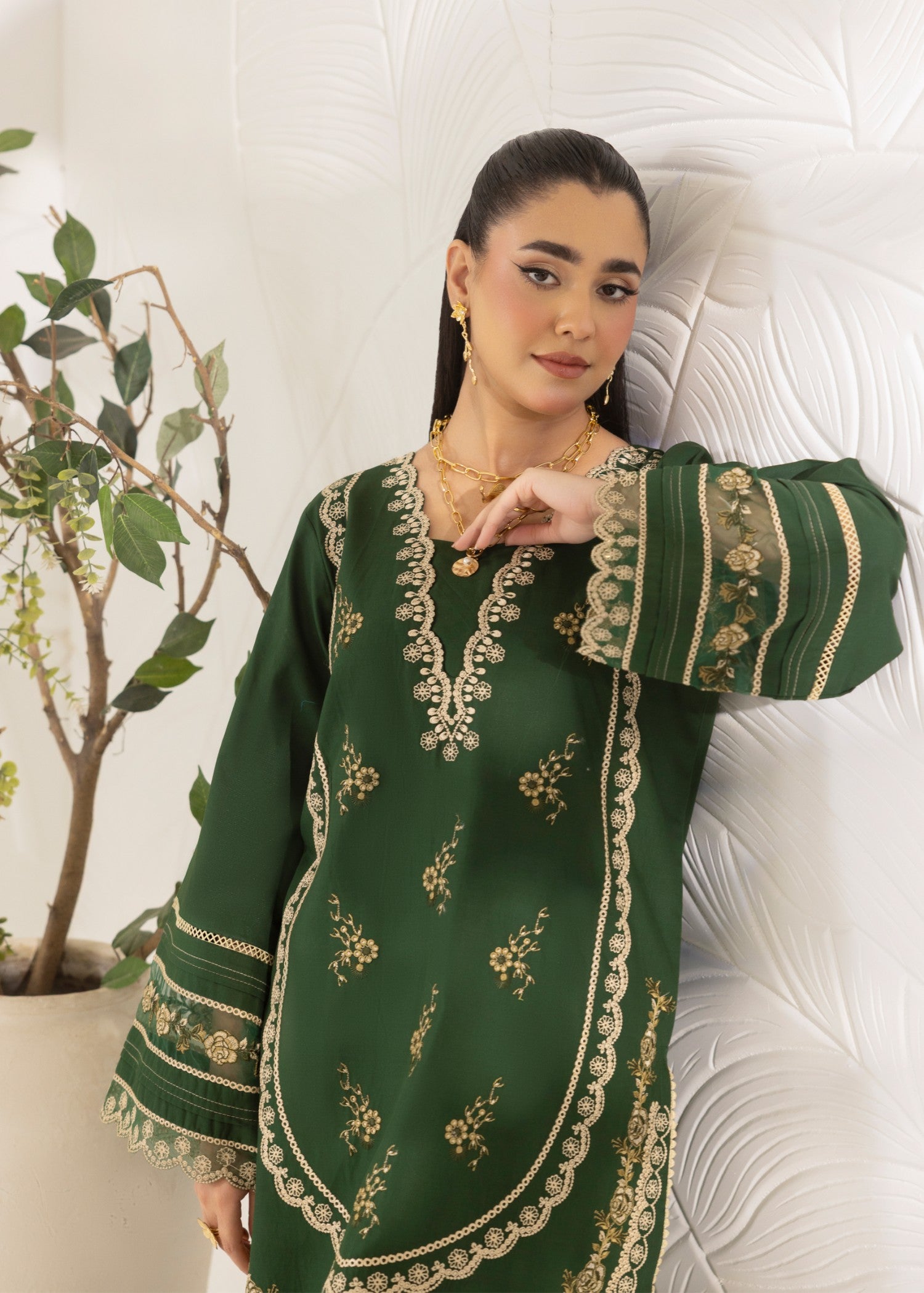 cotton dobby Kurta Set in Green