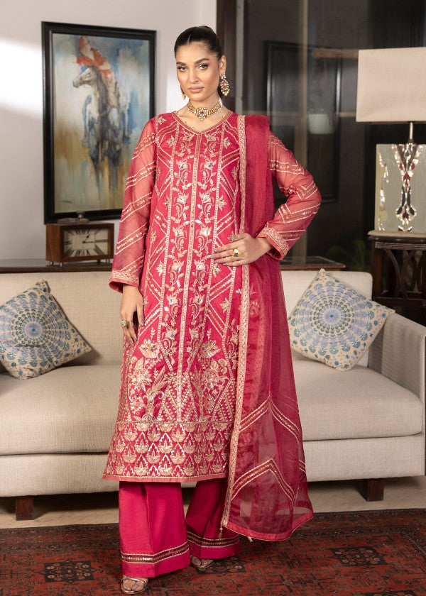 organza Kurta Set in Fuchsia