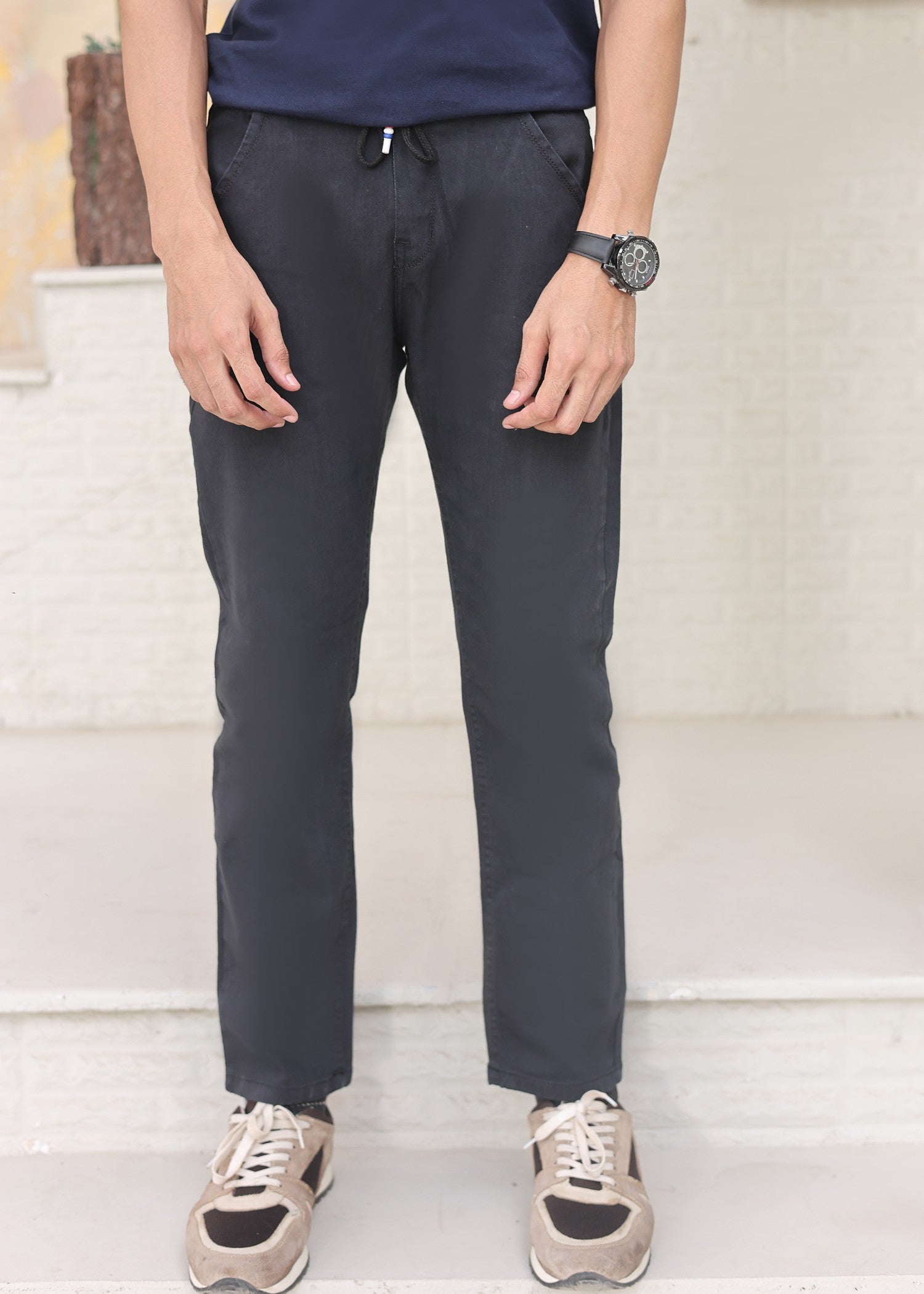 polycotton Trousers in Grey