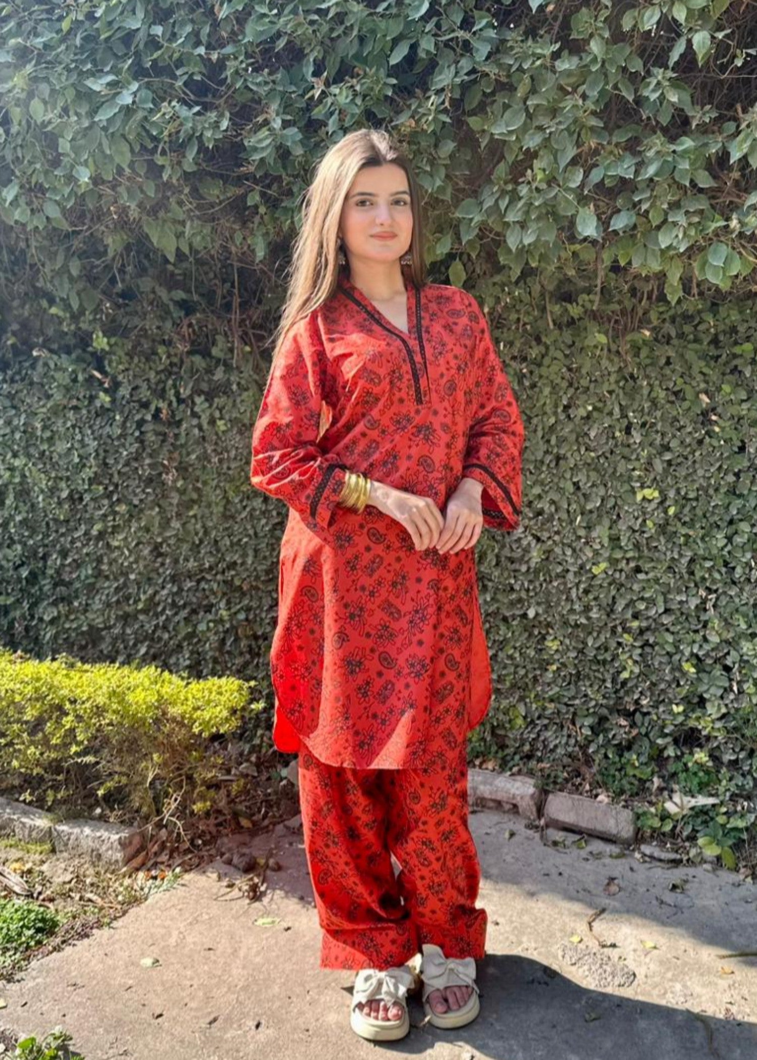 arabic lawn Co Ord Sets in Rust orange