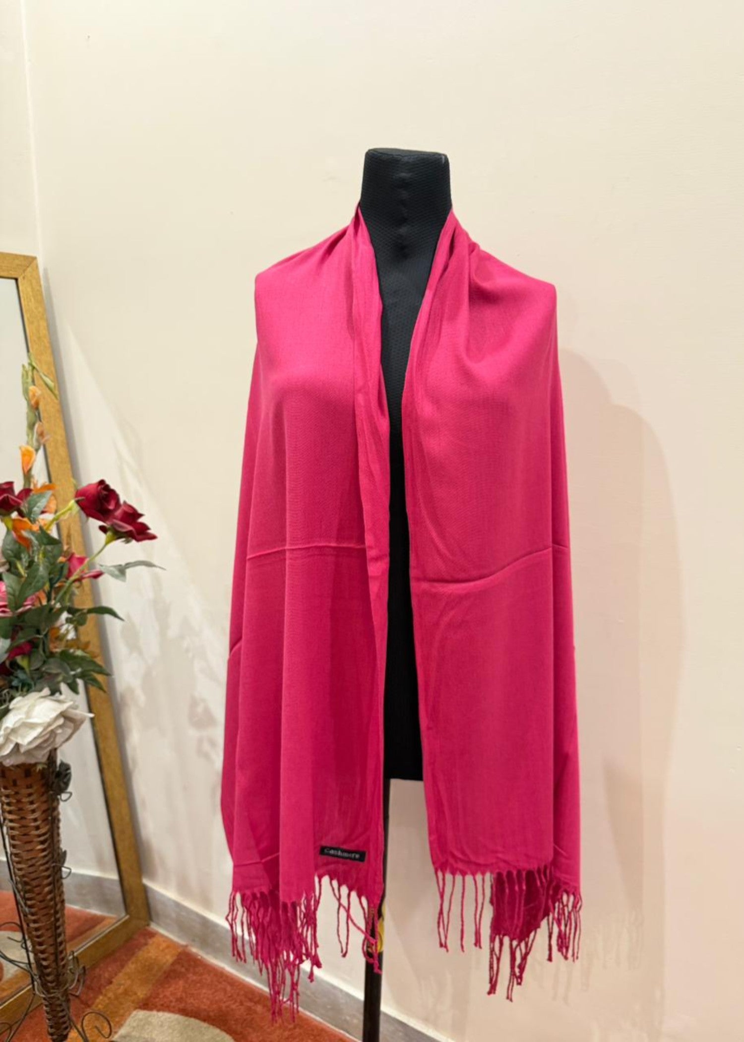 cashmere wool Hijab in Hot pink