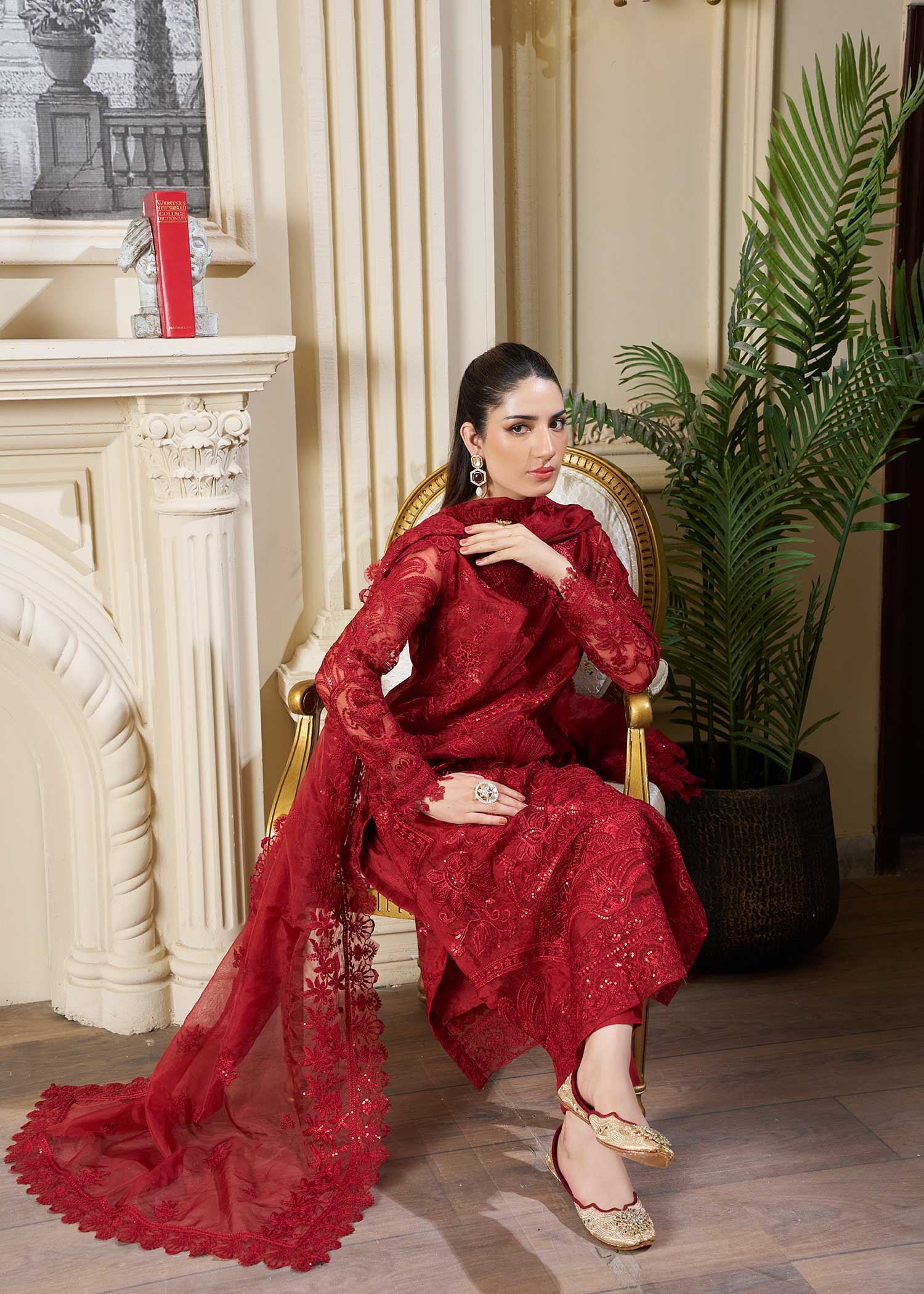 organza Kurta Set in Maroon