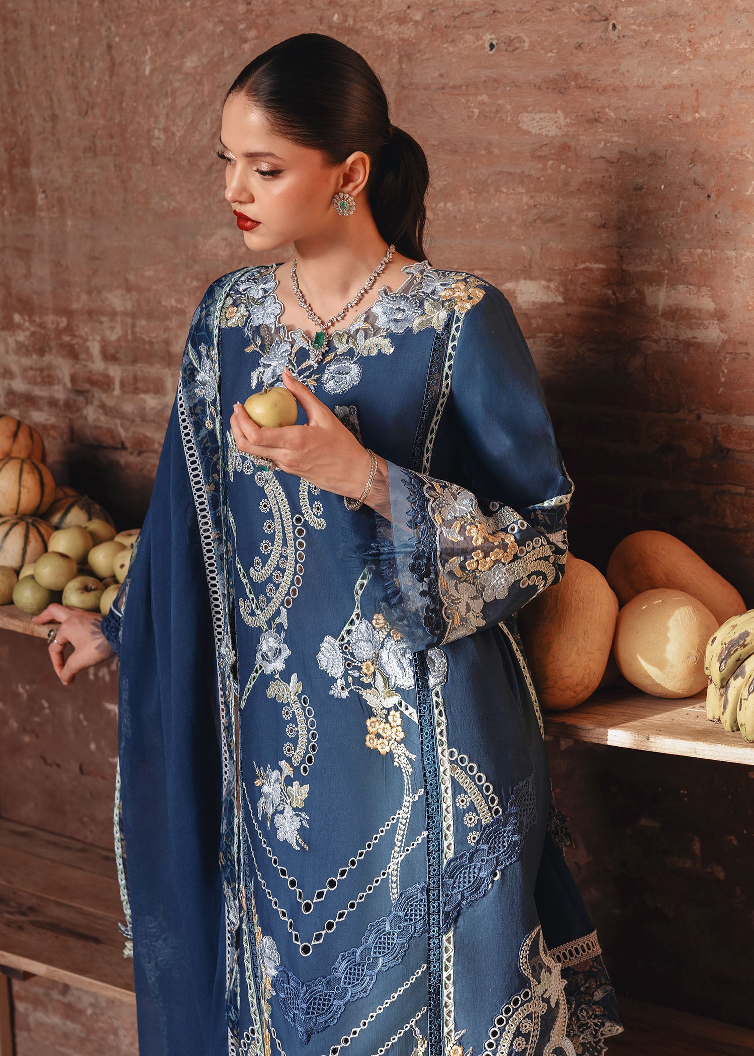 lawn Kurta Set in Blue