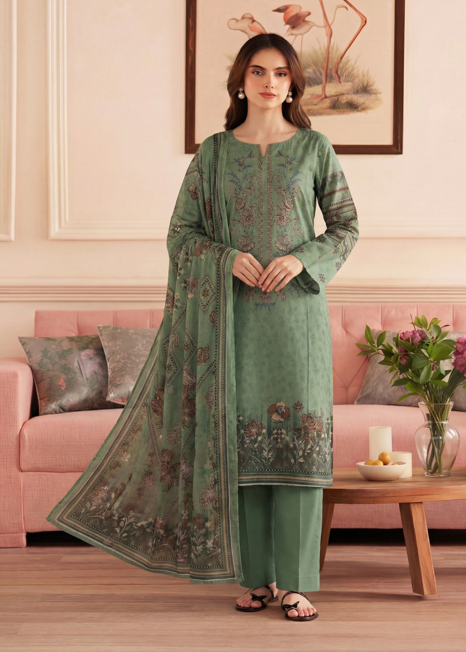 viscose Unstitched in Forest green