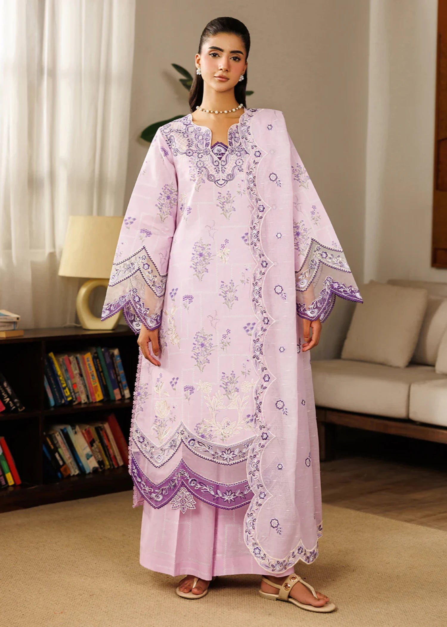 lawn Unstitched in Mauve