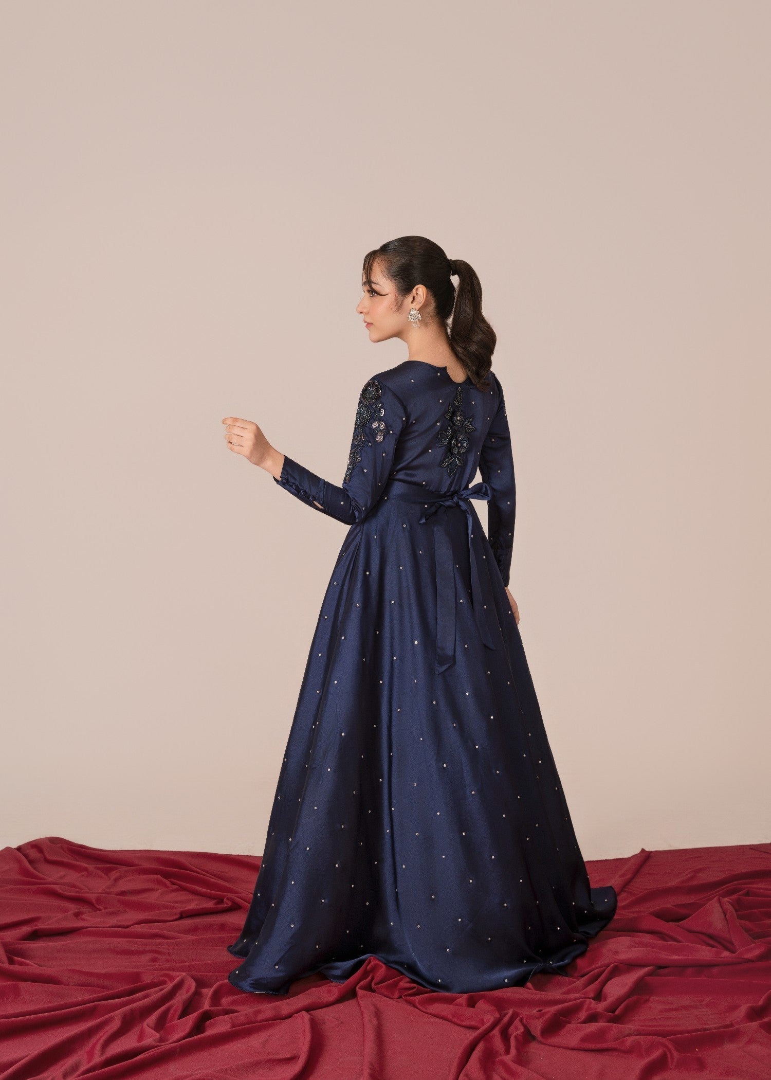 silk Pishwas in Navy blue