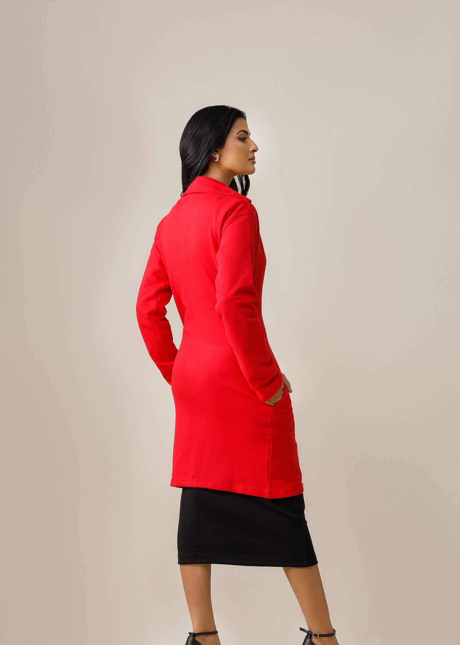 fleece Coat in Fire red