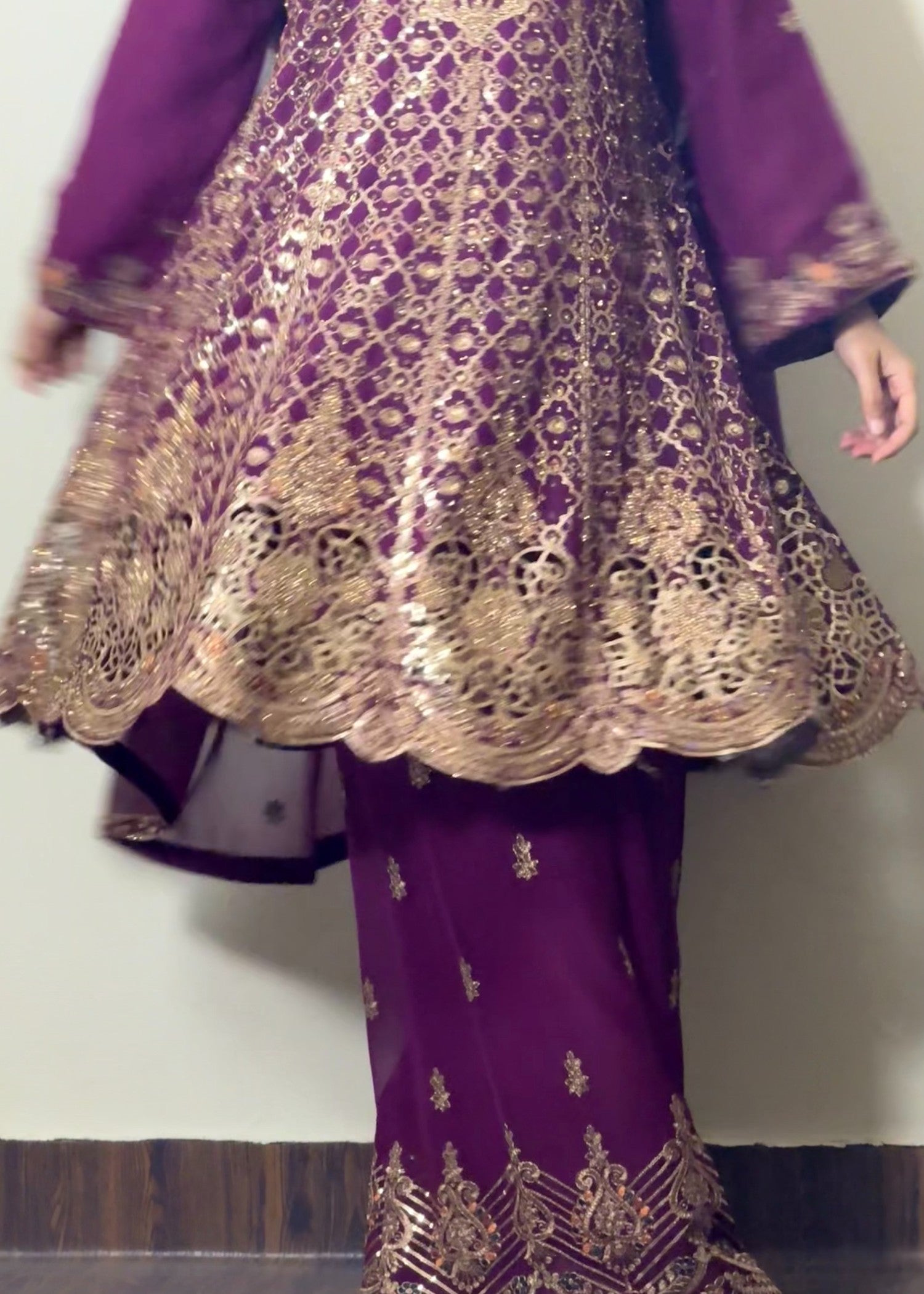 chiffon Short Frock in Purple