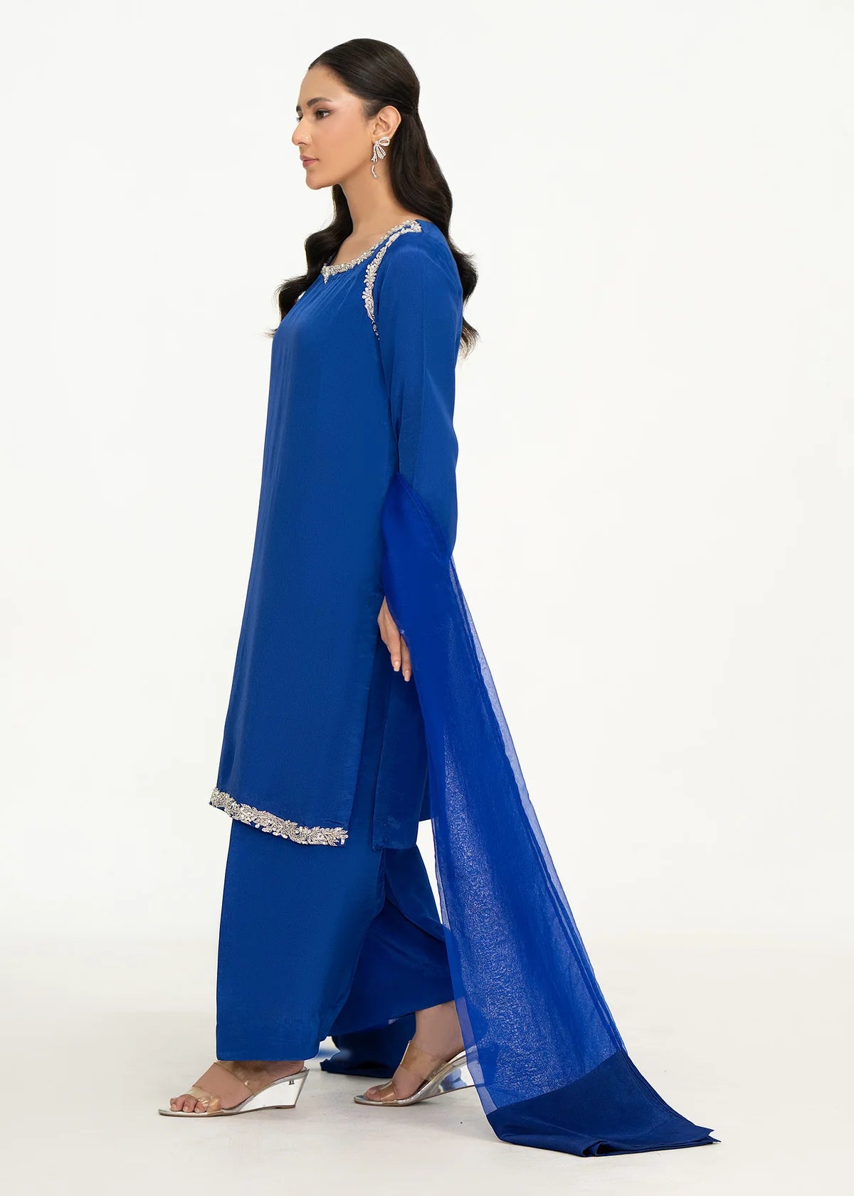 tussar silk Kurta Set in Blue