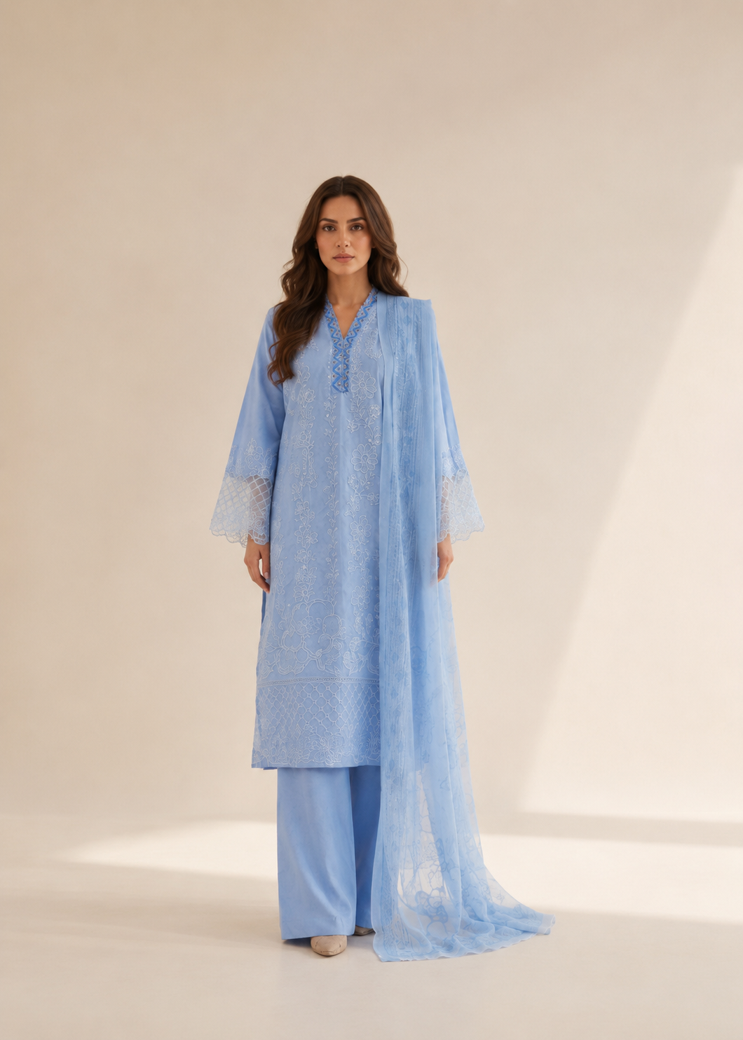 cotton Kurta Set in Sky blue, powder blue, ice blue