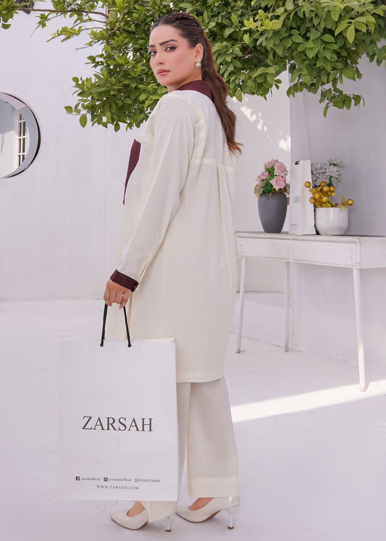 cotton Kurta Set in Cream