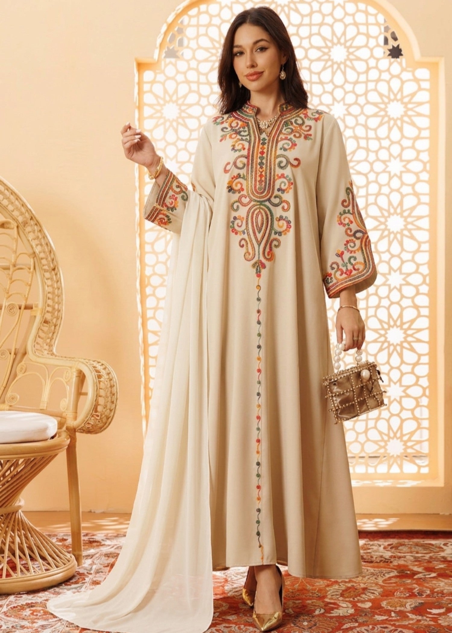 linen Kaftan in Beige