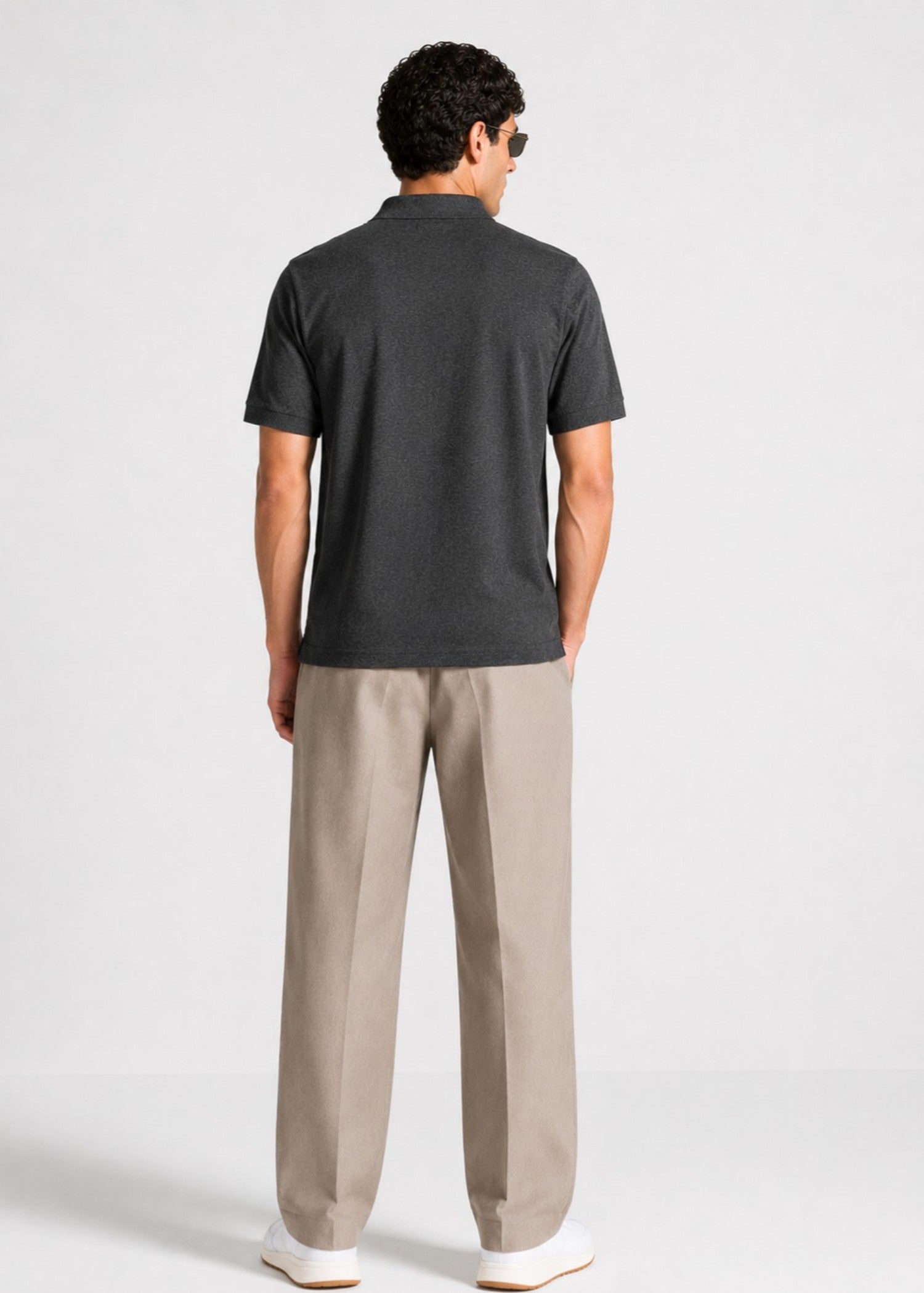 cotton Polo Shirt in Charcoal black