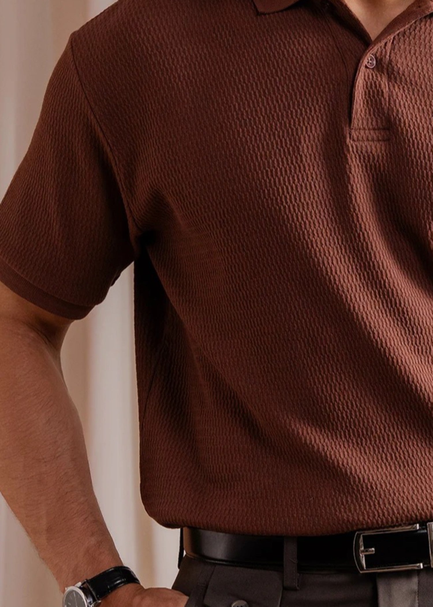 cotton Polo Shirt in Rustic brown