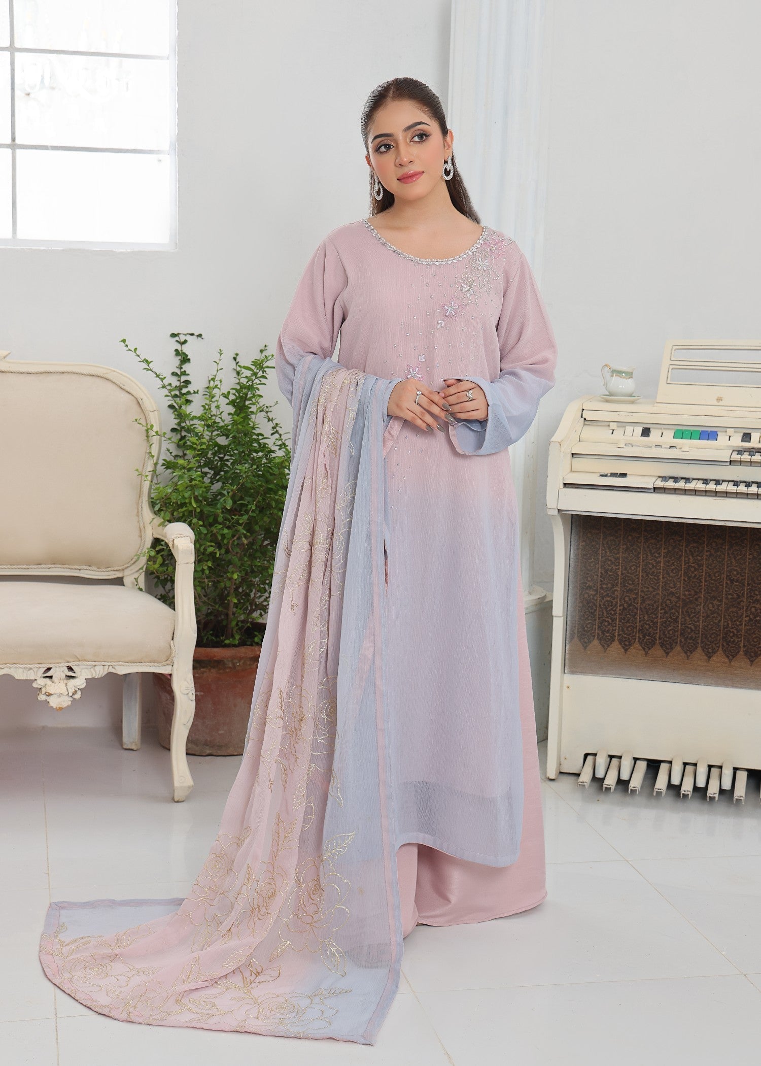 chiffon Kurta Set in Multi