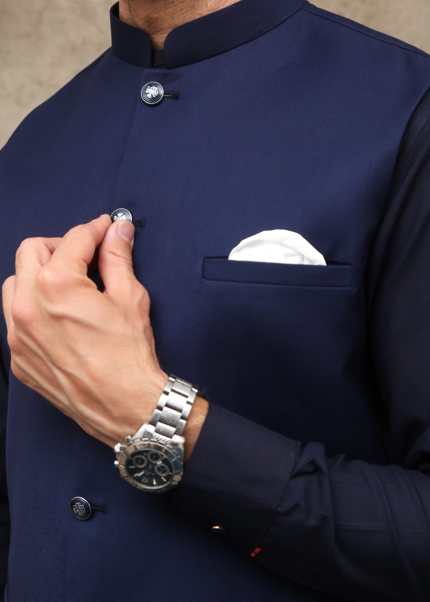 tropical Waistcoat in Navy blue
