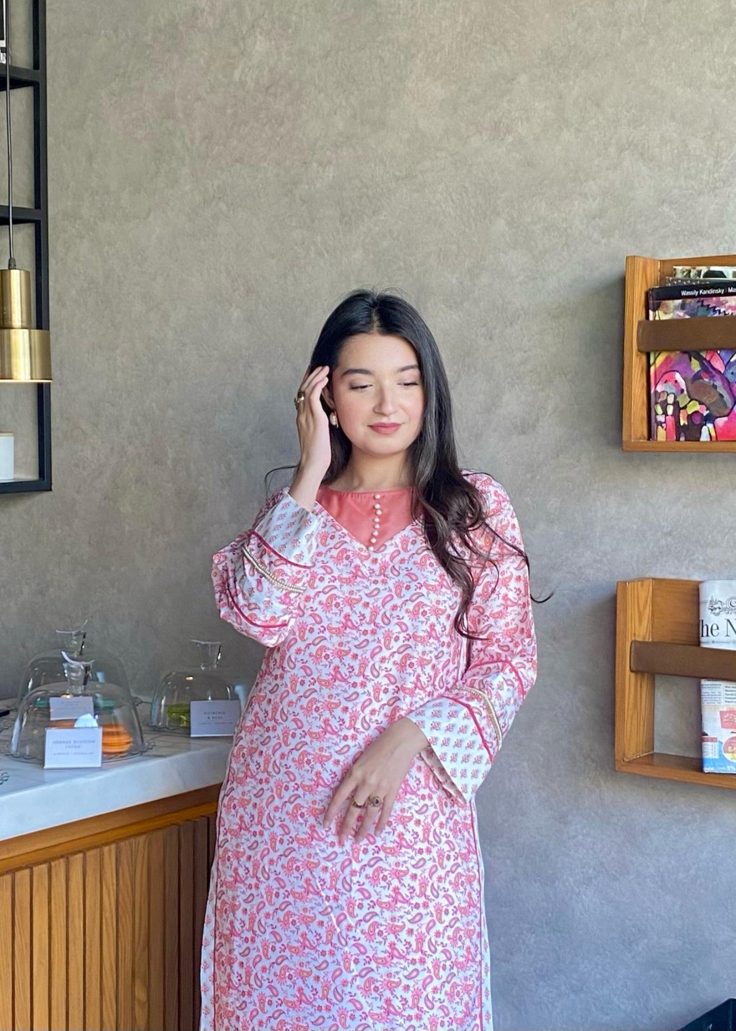 korean raw silk Kurta Set in Pink