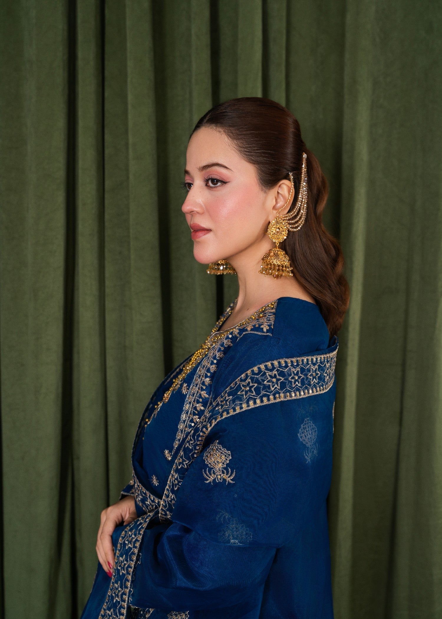 organza Kurta Set in Blue