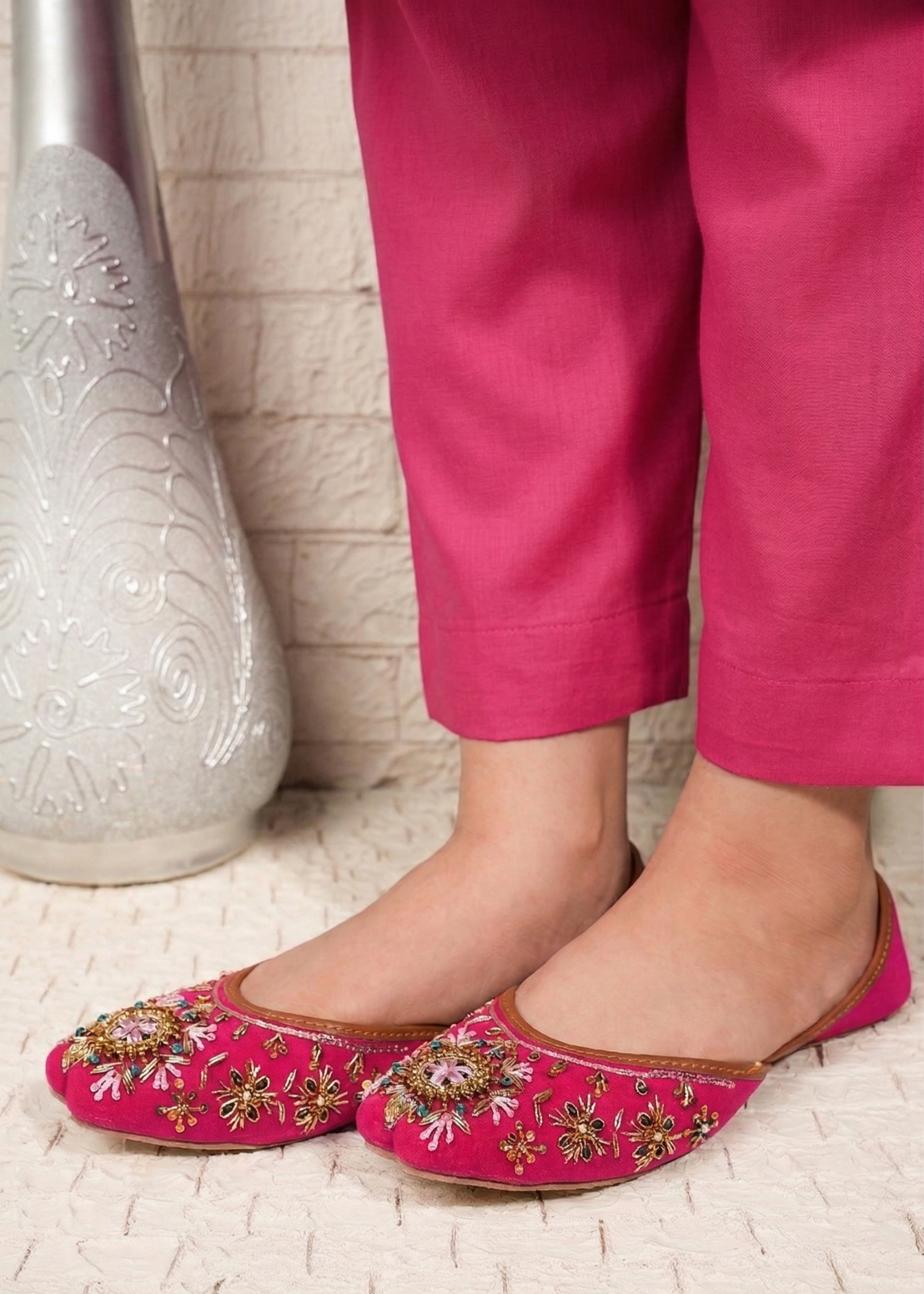Khussa in Deep pink by - High Quality Women Khussa KPW6367
