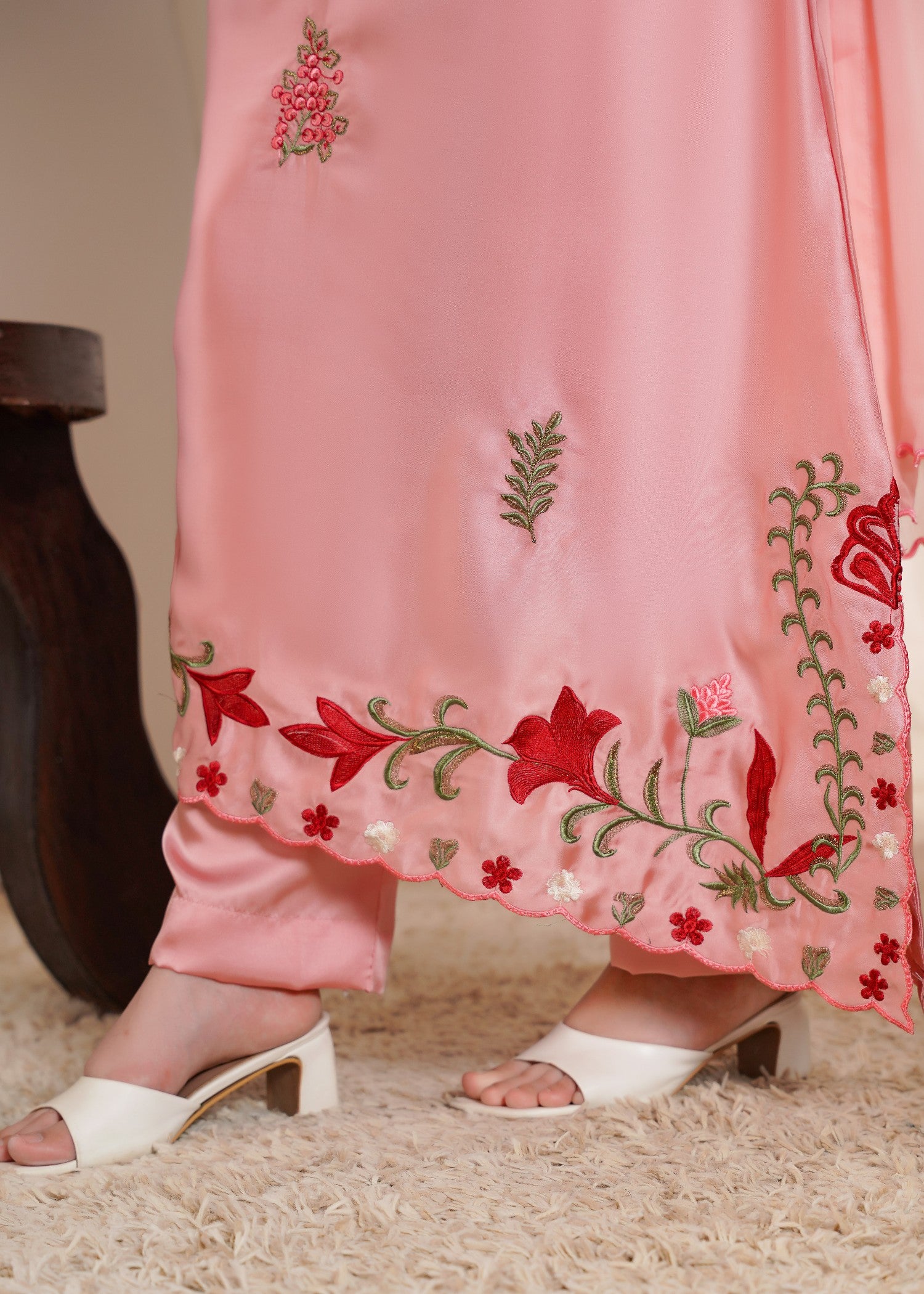 silk Kaftan in Peach pink