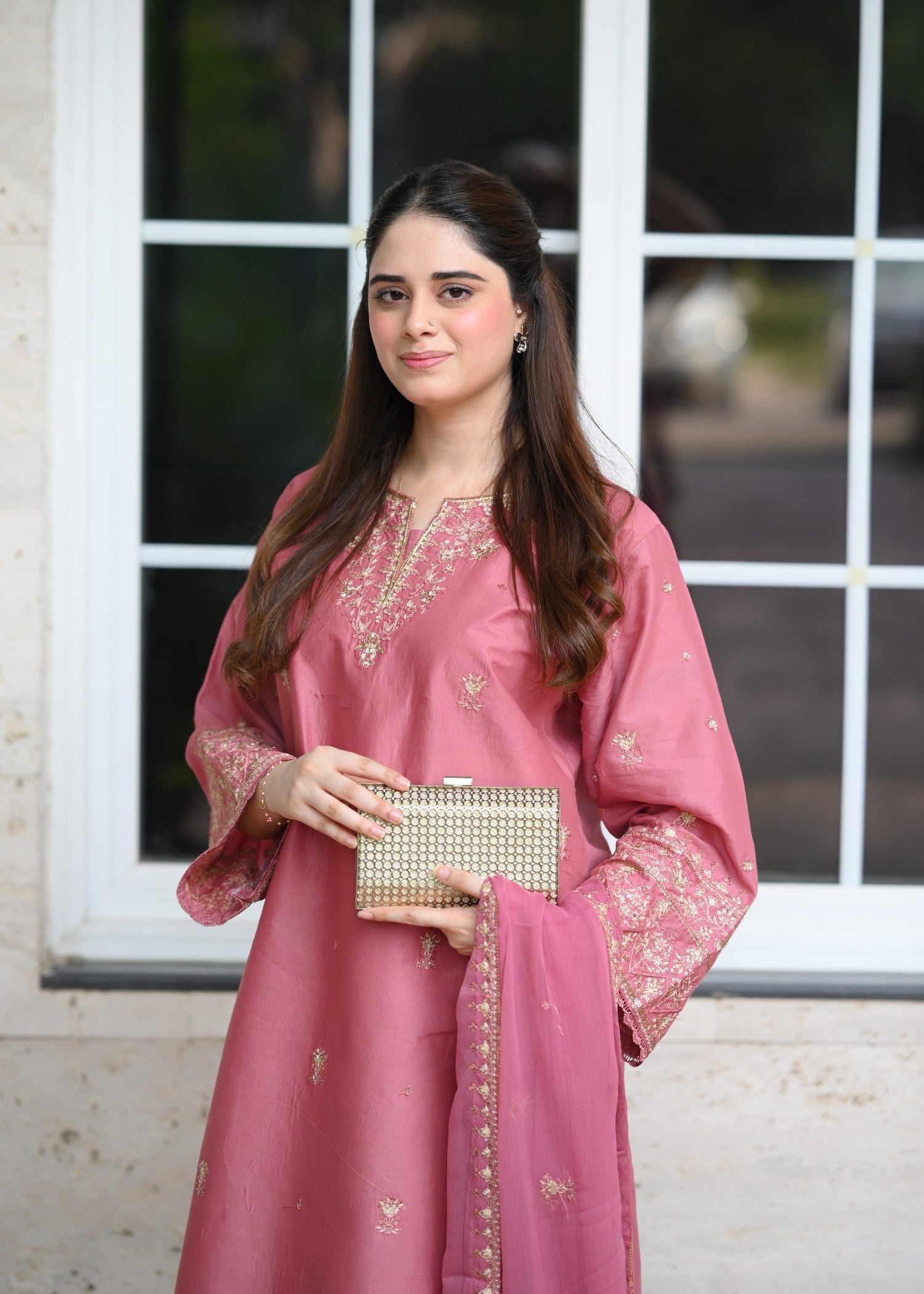 cotton Kurta Set in Salmon pink