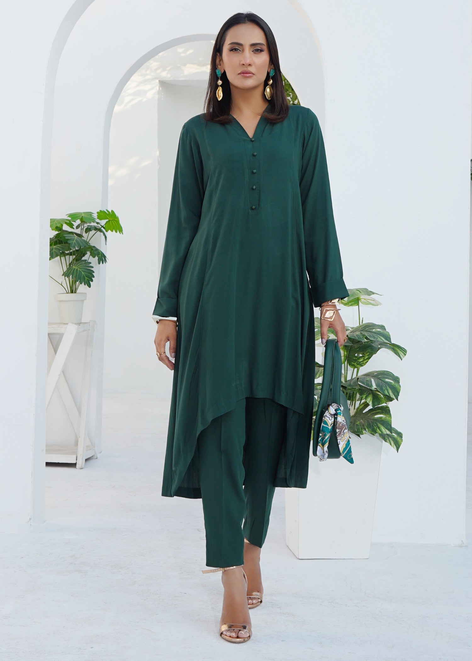irish linen Co Ord Sets in Emerald green