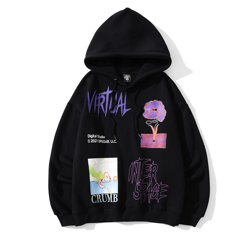 Printed Pullover Hooded Sweatshirt Pullover