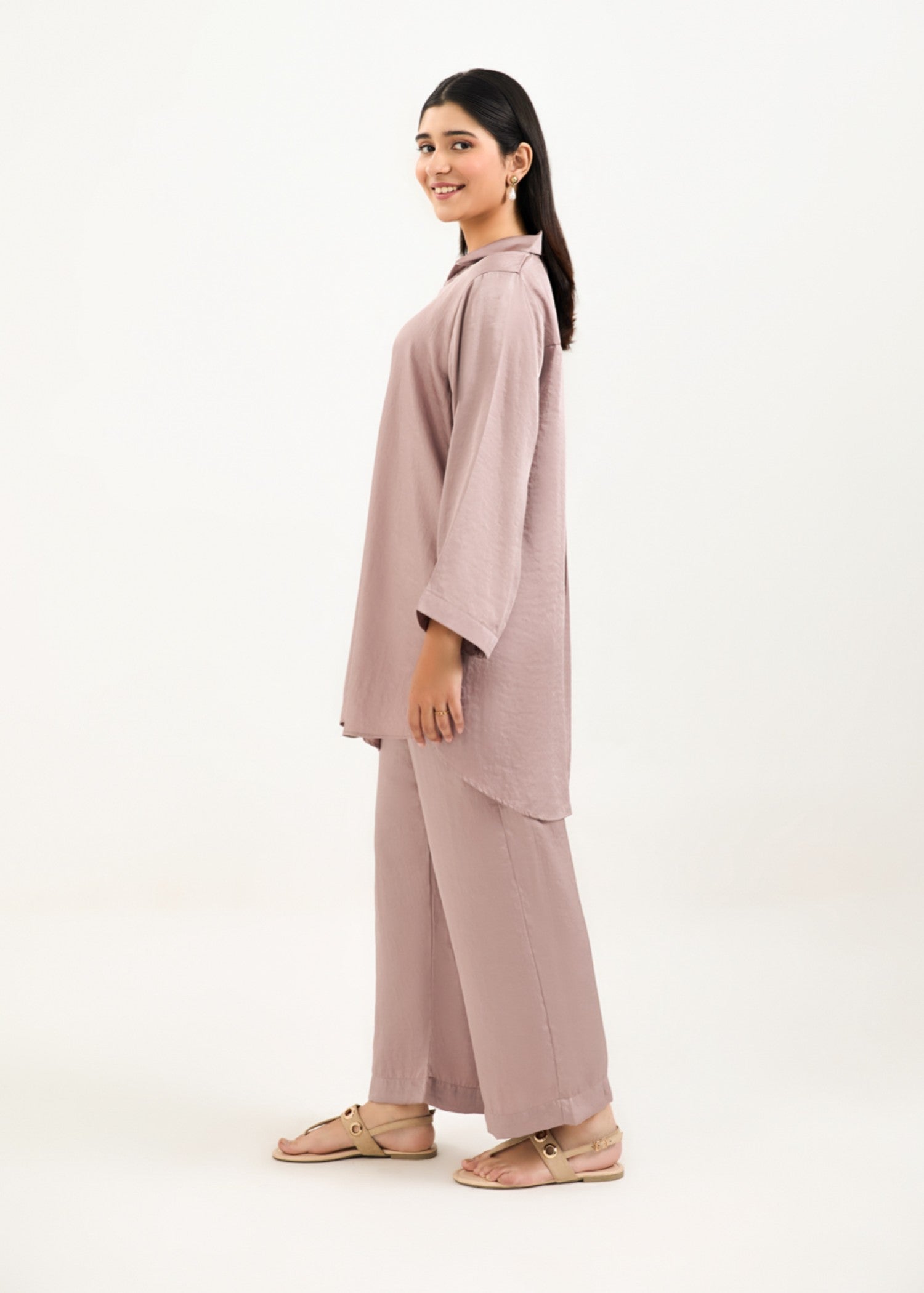 silk Co ord Sets in Lavender grey