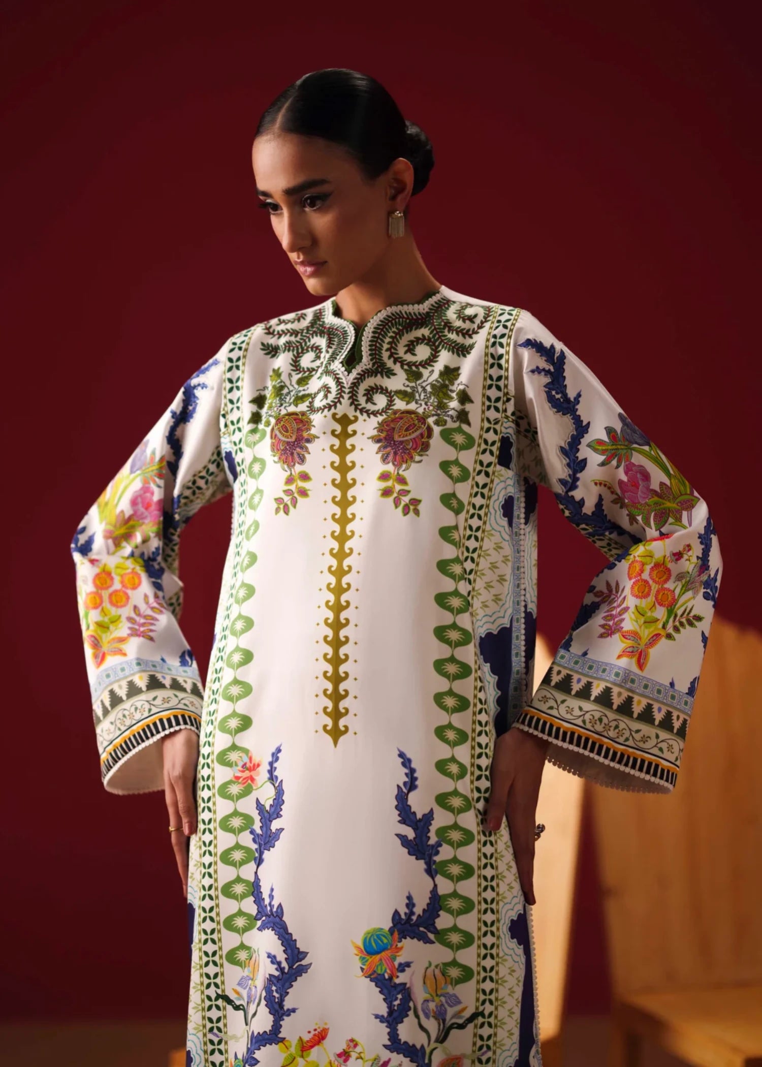 crepe Kurti in Ivory