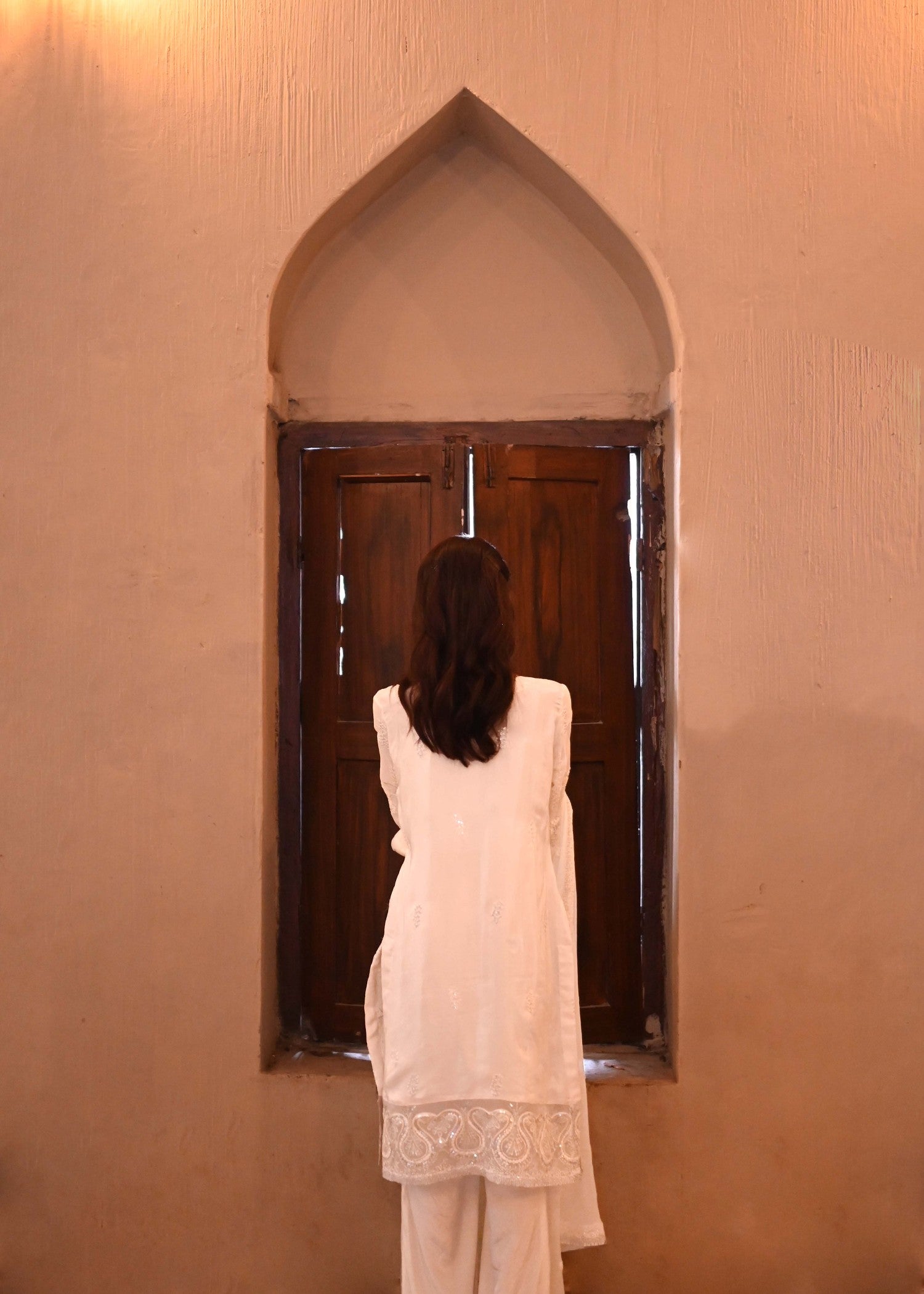 silk grip Kurta Set in Off-white