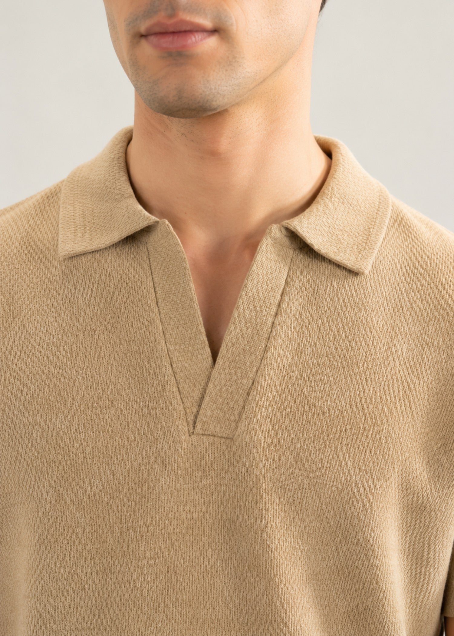 cotton Polo Shirt in Sand brown