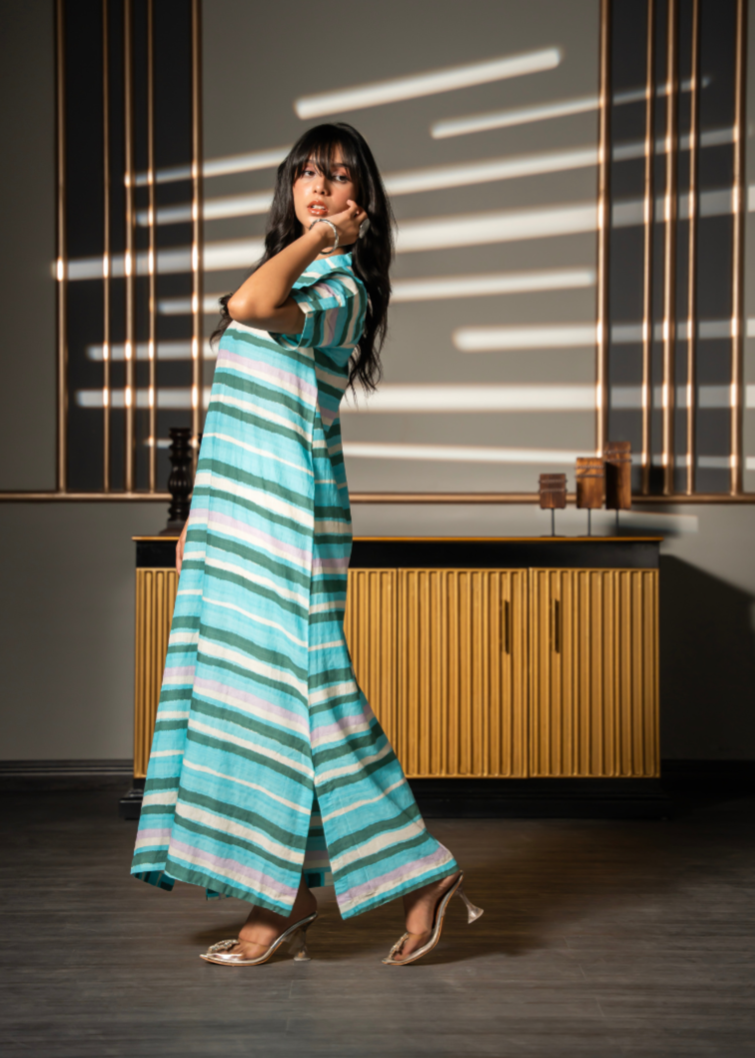 lawn Kaftan in Light blue