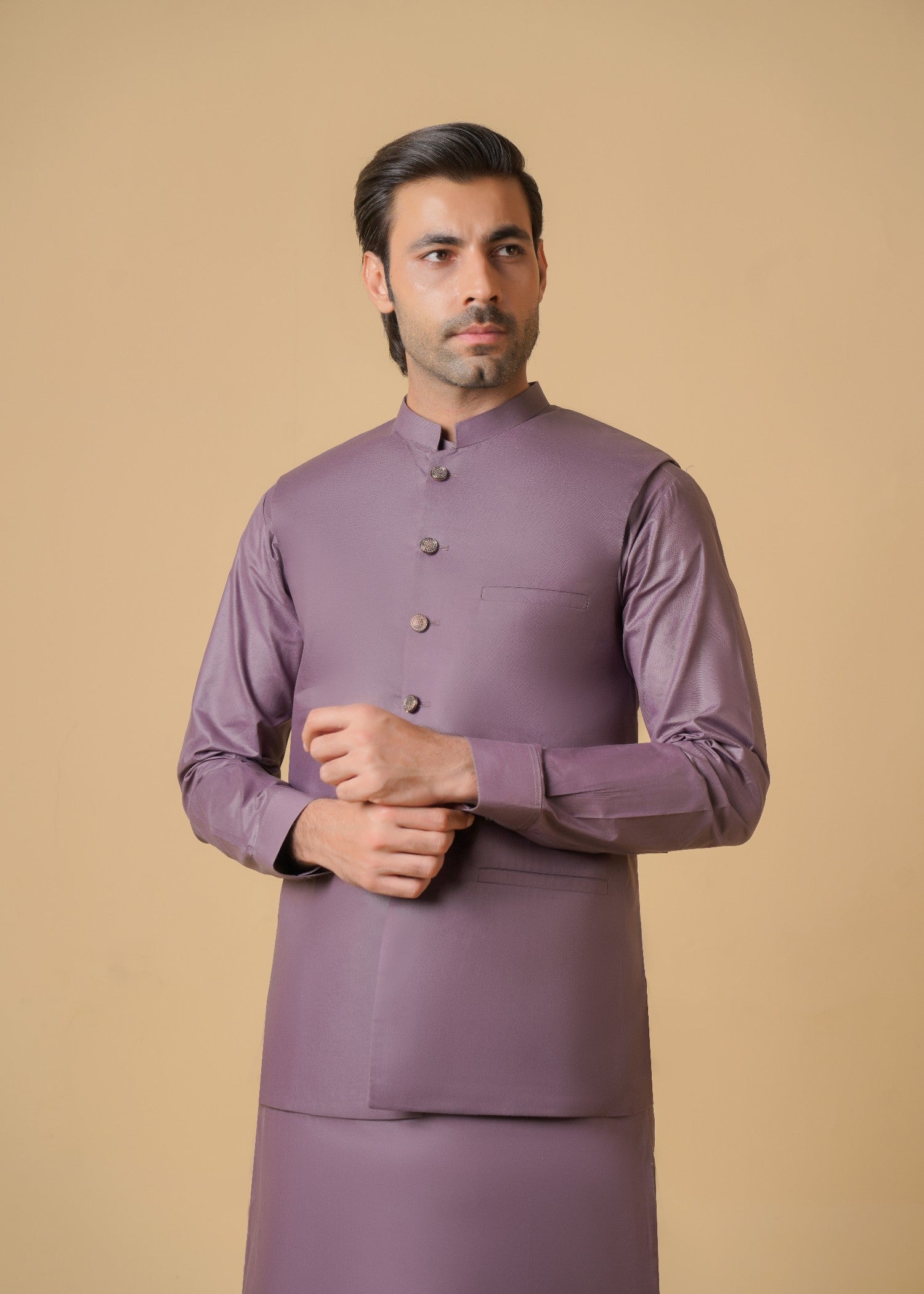 wash & wear Waistcoat in Mauve