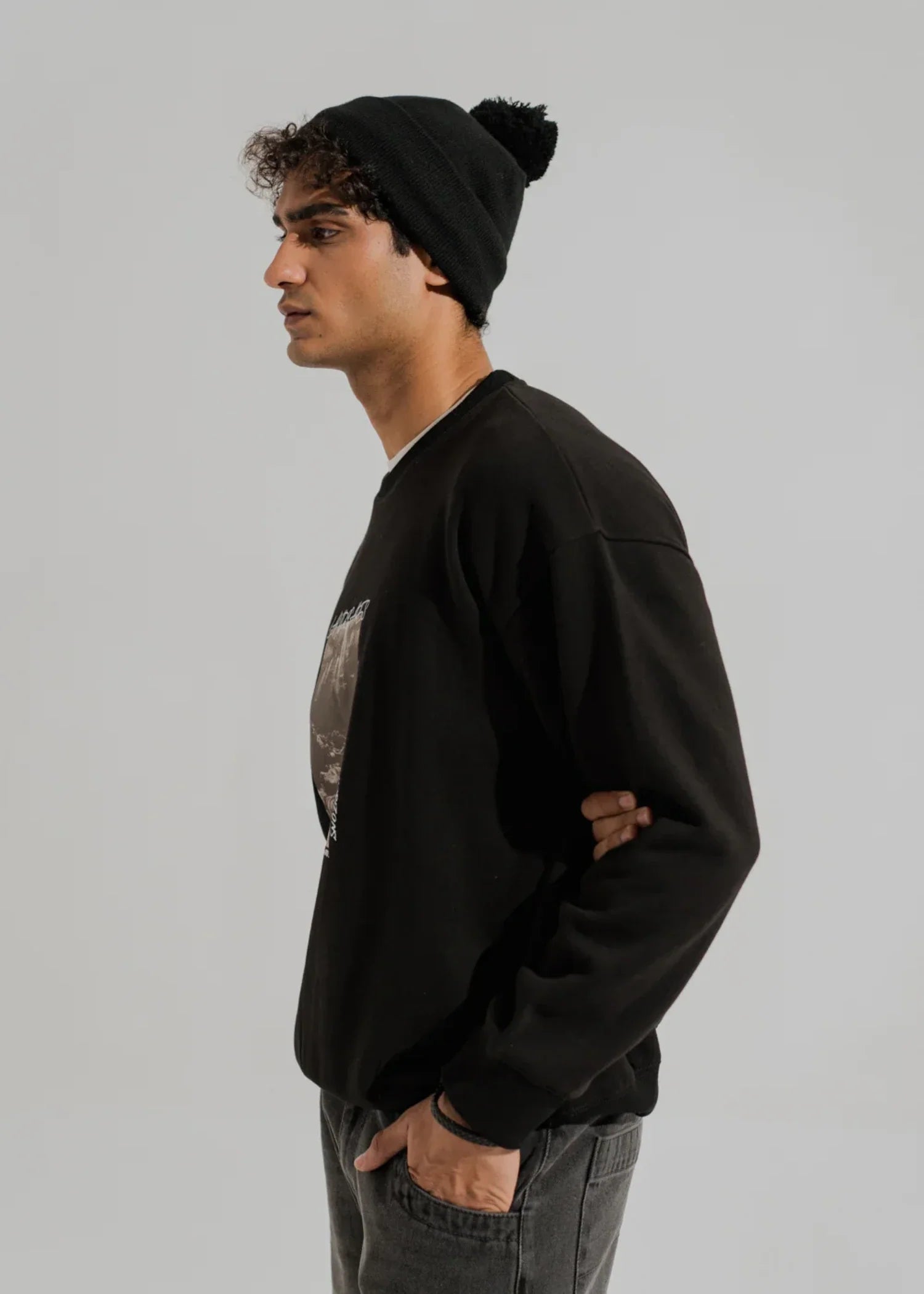 fleece Sweatshirt in Black
