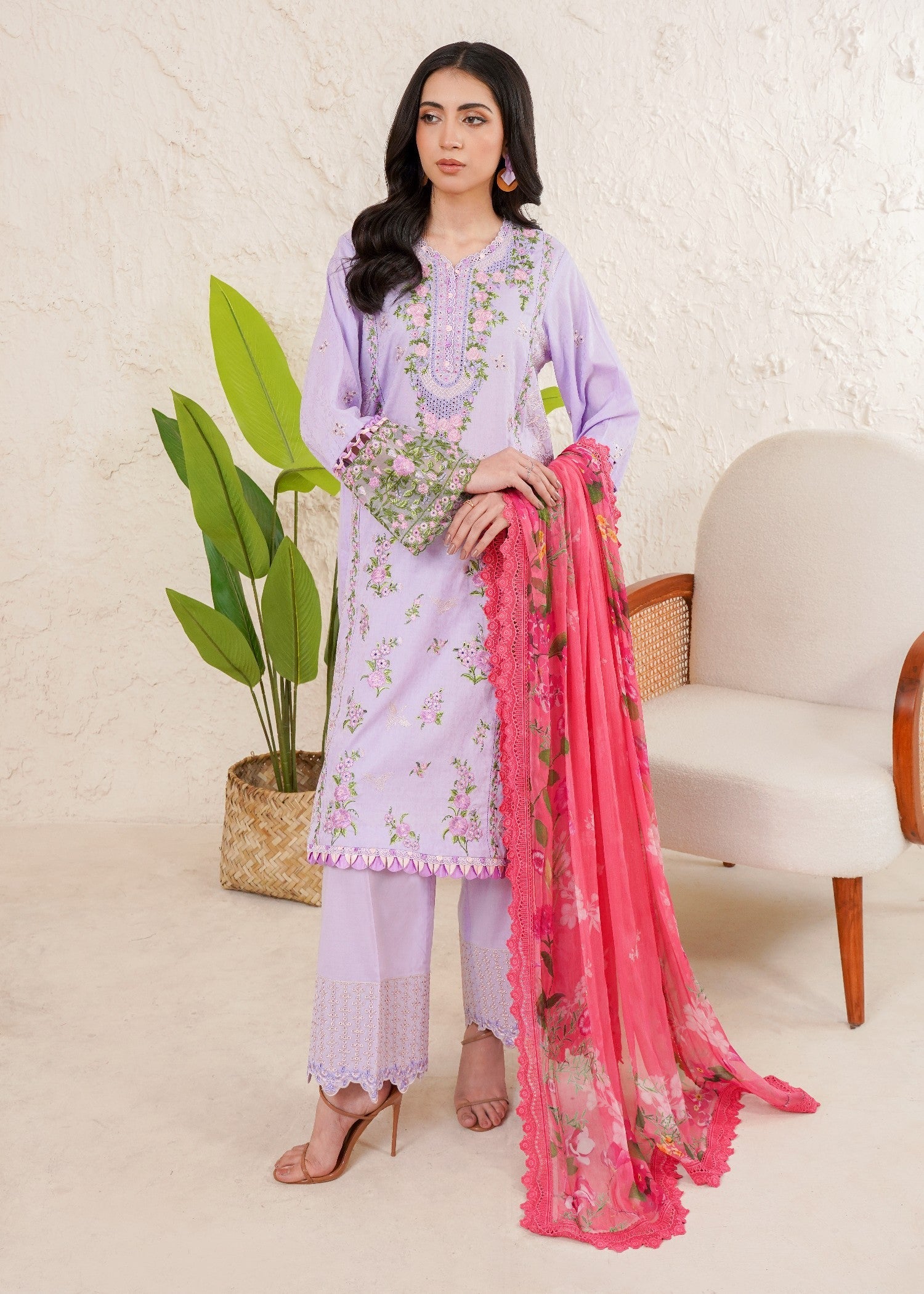 self jacquard Unstitched in Lavender