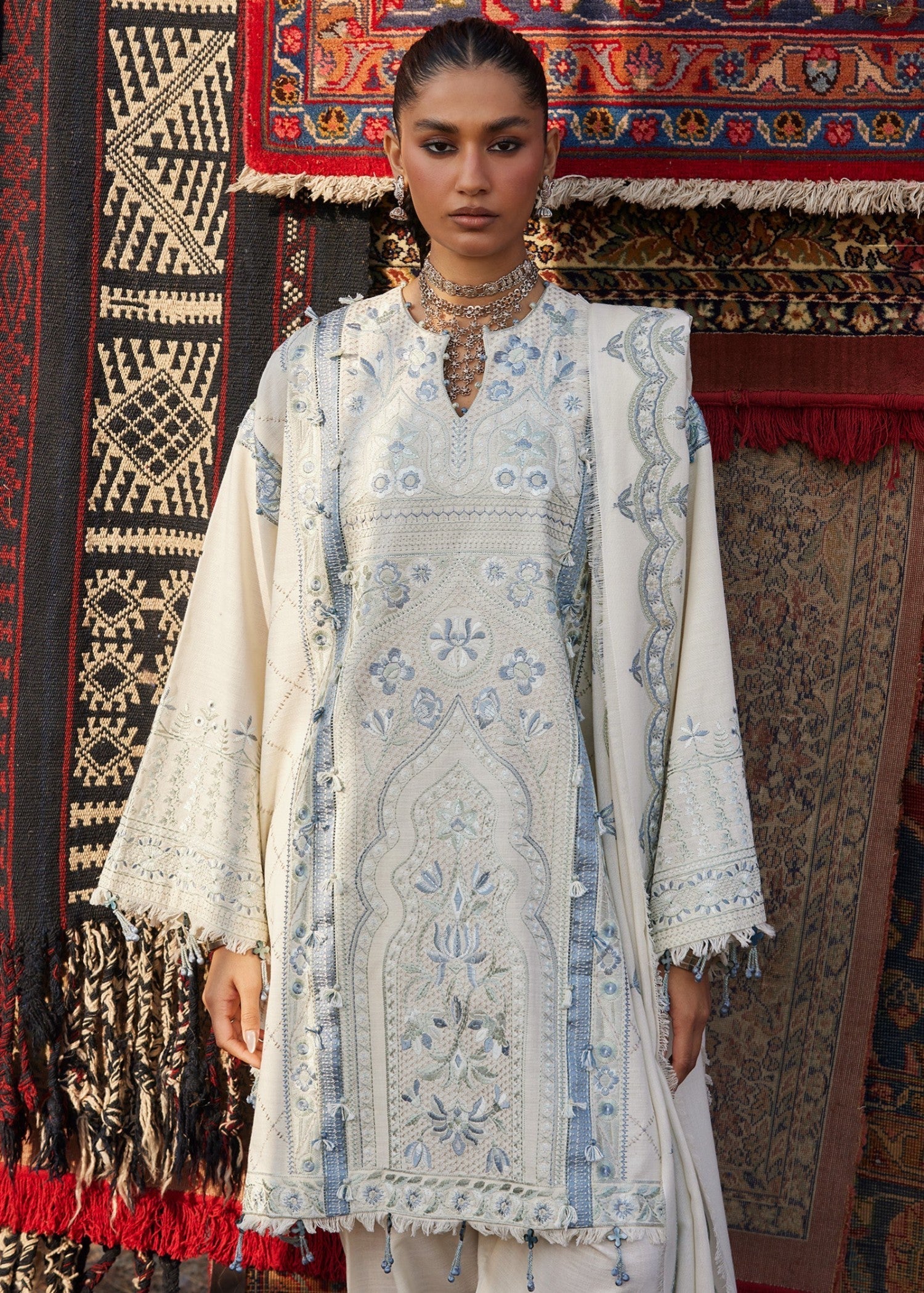 khaddar Unstitched in Off-white