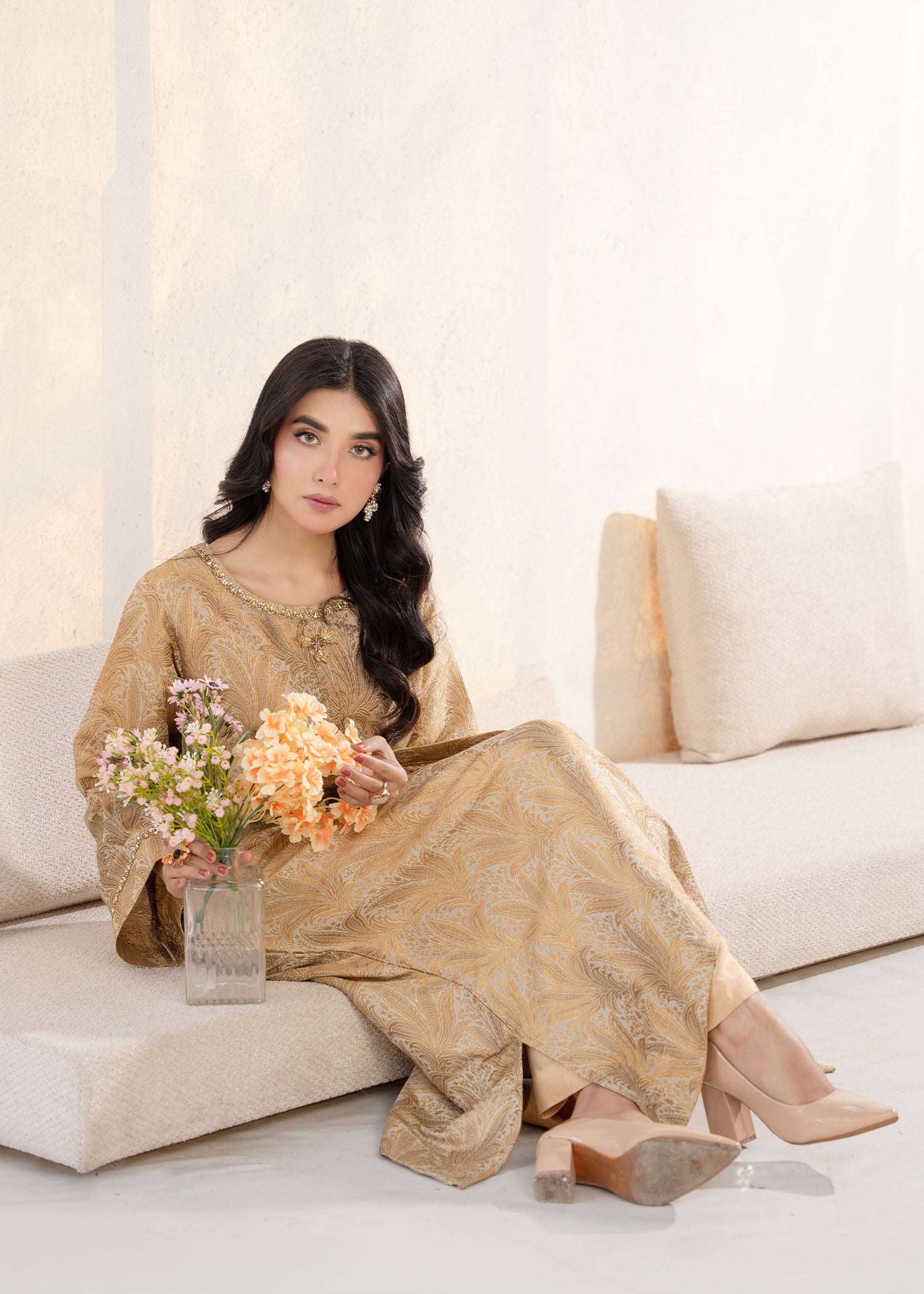 banarasi Kurta Set in Gold